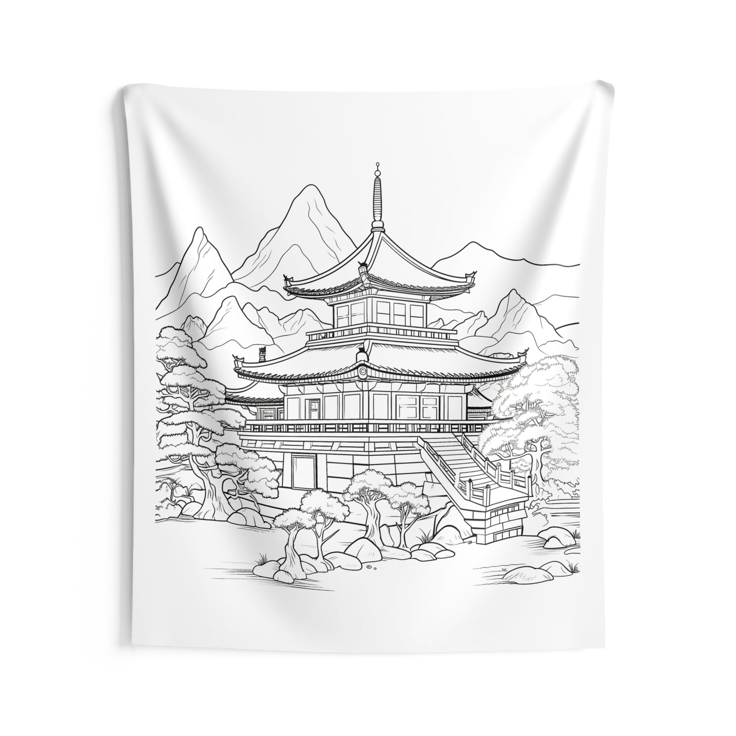 Indoor Wall Tapestries Coloring Kit with 10 Fabric Markers - Pagoda