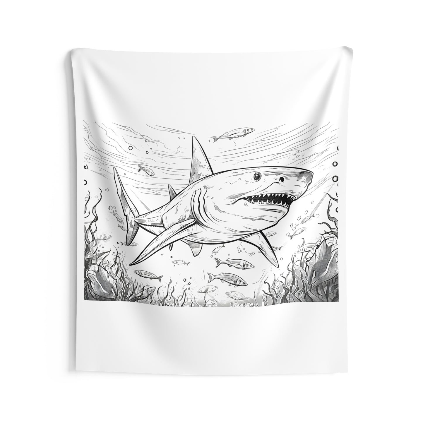 Indoor Wall Tapestries Coloring Kit with 10 Fabric Markers - Sharks