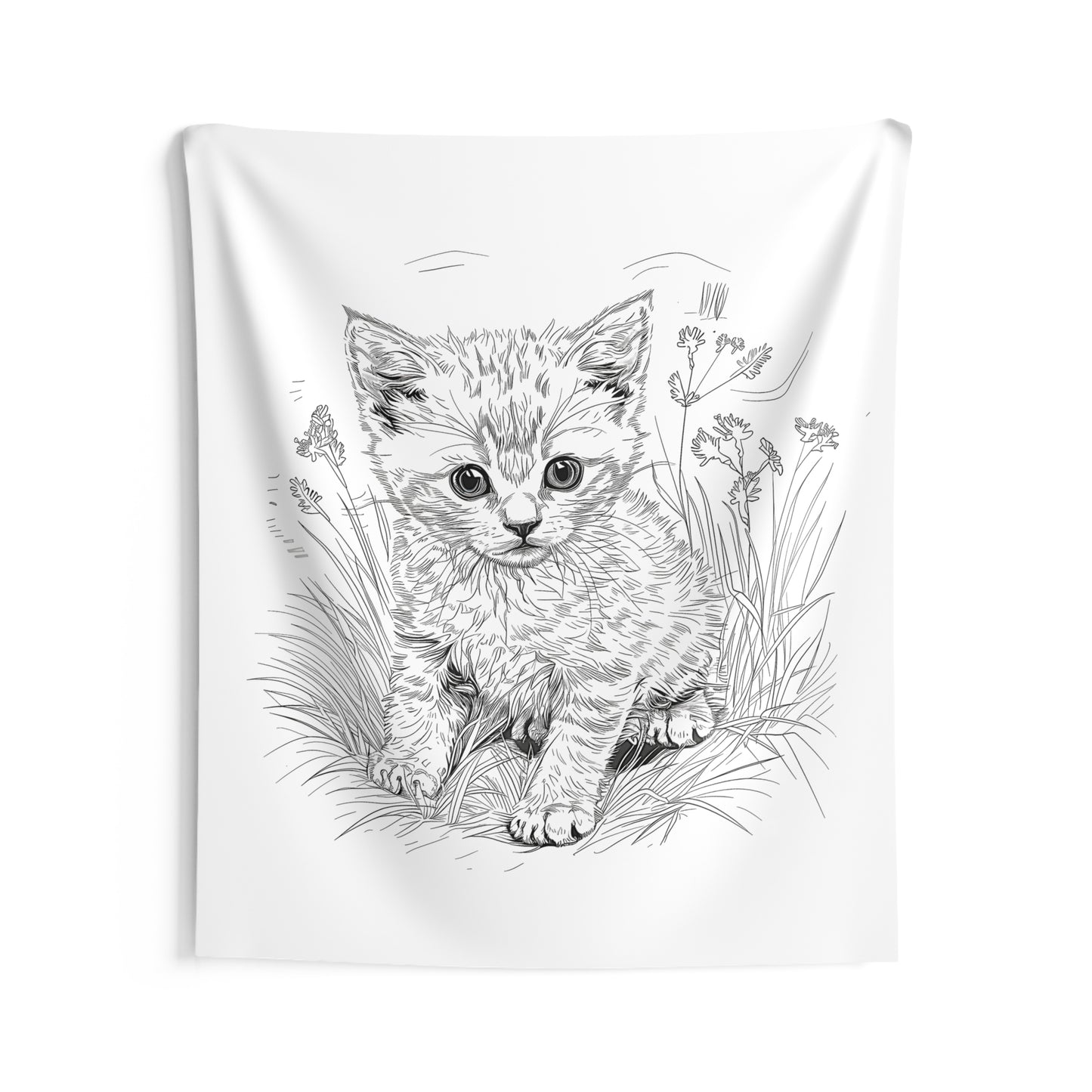 Indoor Wall Tapestries Coloring Kit with 10 Fabric Markers - Kitten