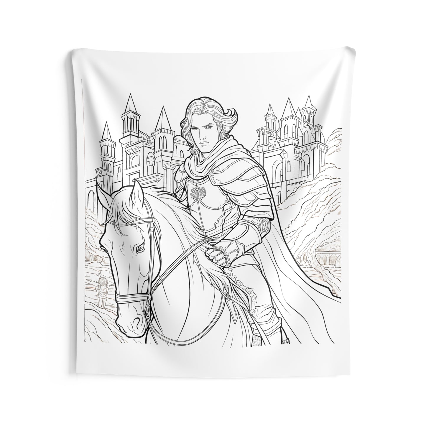 Indoor Wall Tapestries Coloring Kit with 10 Fabric Markers - Knight on Horseback