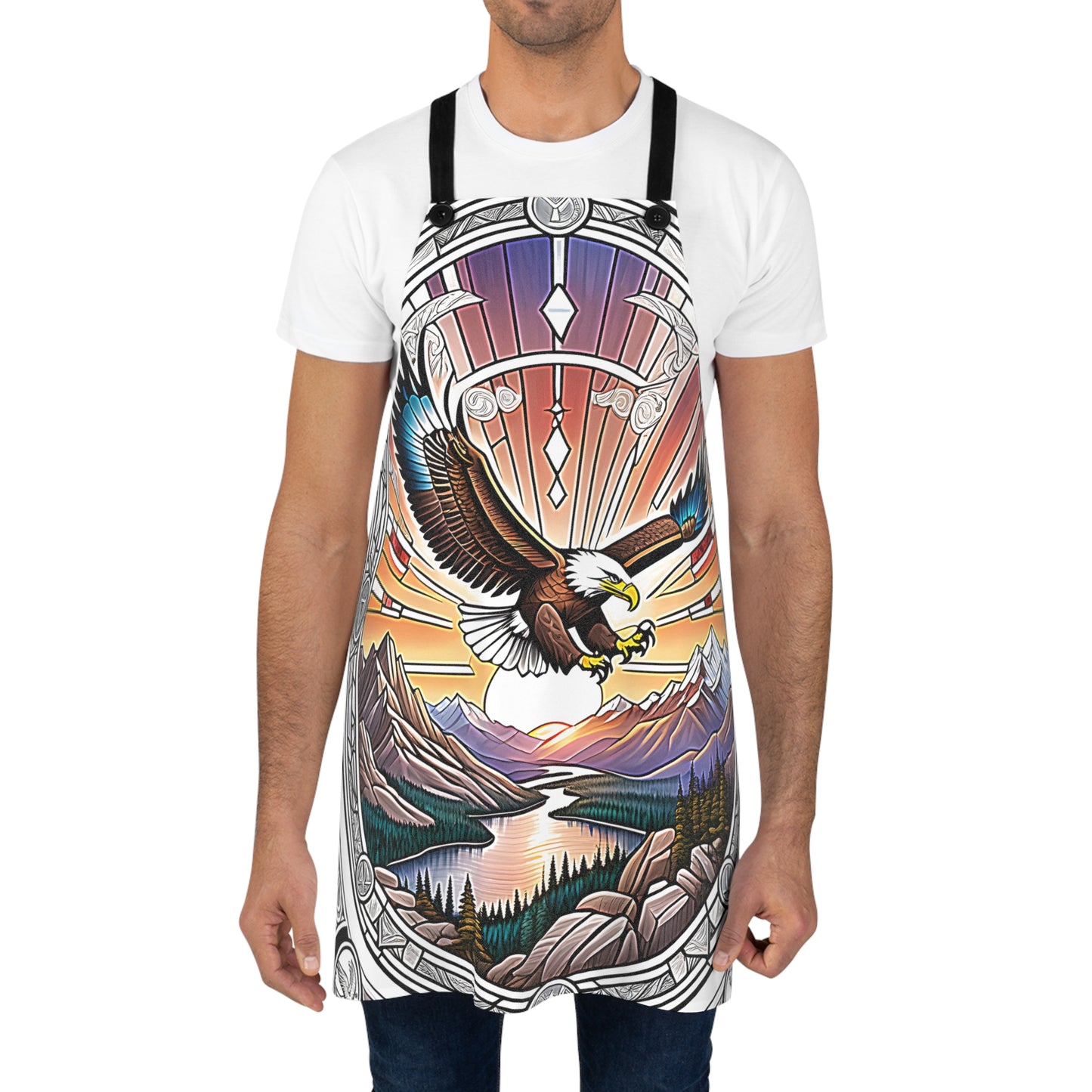 Apron Colorful Graphic Design - Eagle and Mountain Landscape