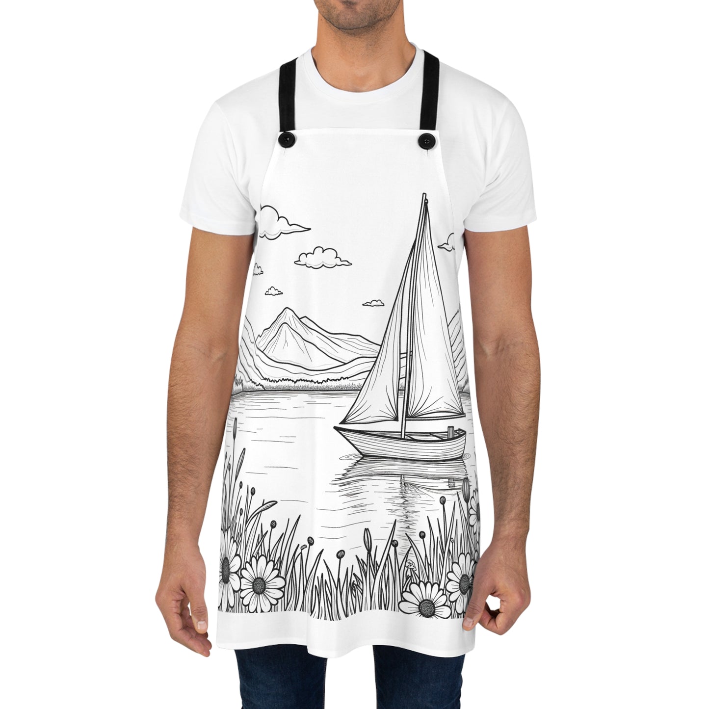 Apron Coloring Kit with 10 Fabric Markers - Sailboat