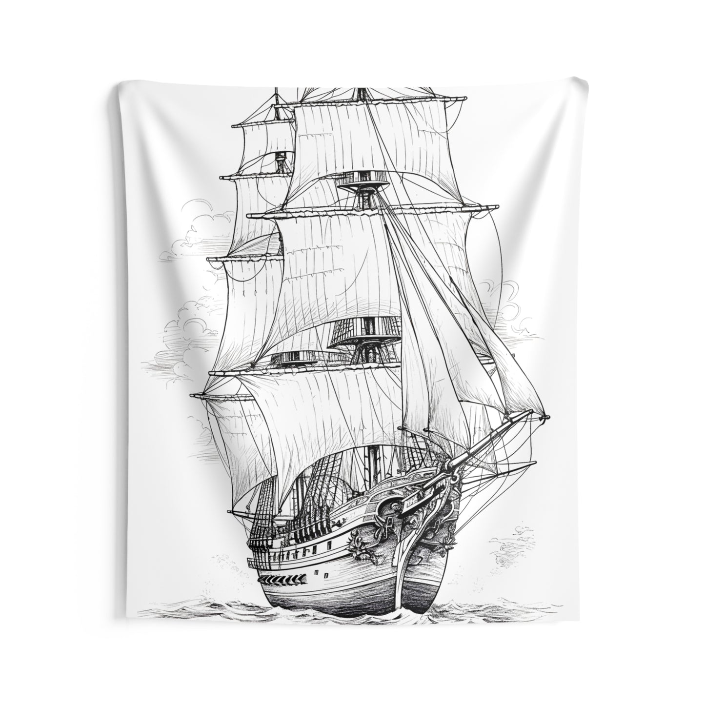 Indoor Wall Tapestries Coloring Kit with 10 Fabric Markers - Sailing Ship