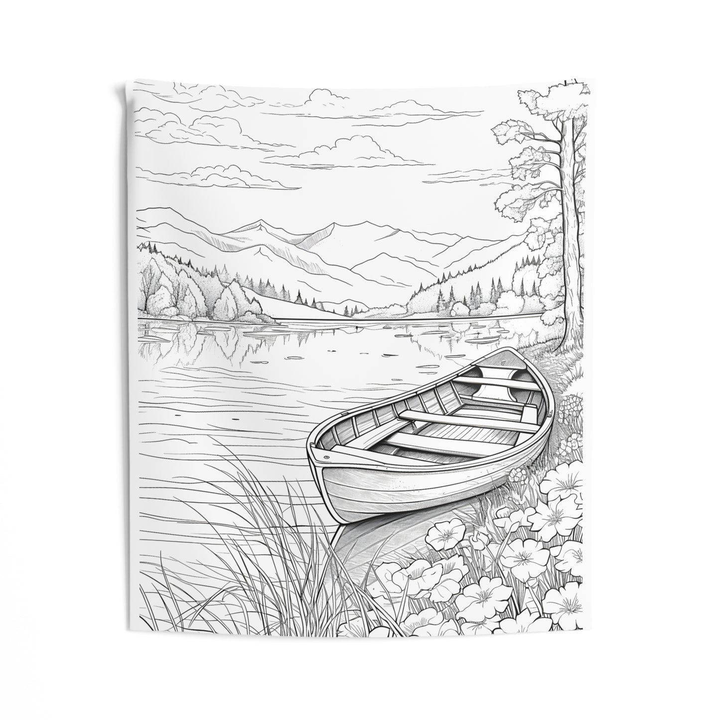 Indoor Wall Tapestries Coloring Kit with 10 Fabric Markers - Mountain Lake