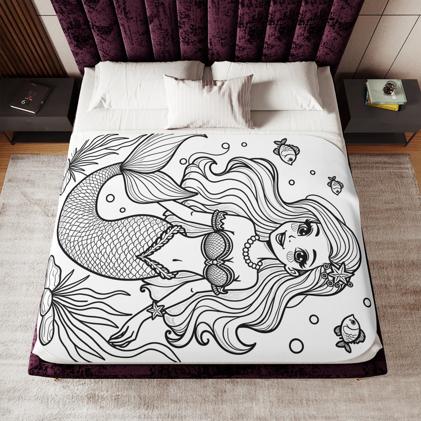 Blanket Coloring Kit with 10 Fabric Markers - Beautiful Mermaid