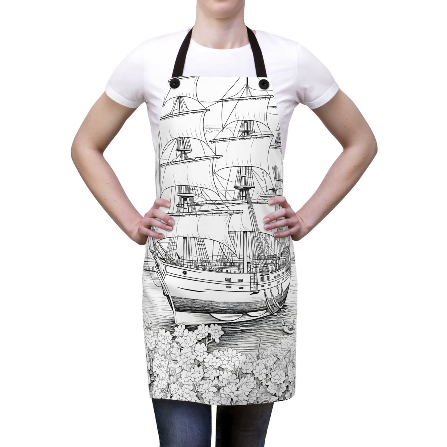 Apron Coloring Kit with 10 Fabric Markers - Sailing Ship