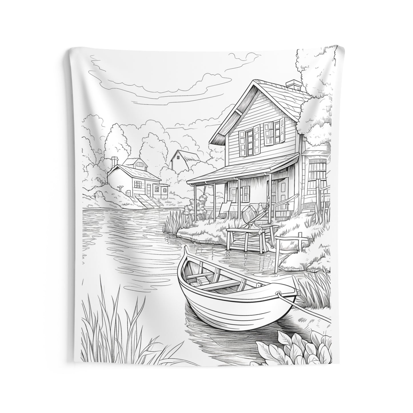 Indoor Wall Tapestries Coloring Kit with 10 Fabric Markers - Riverside House