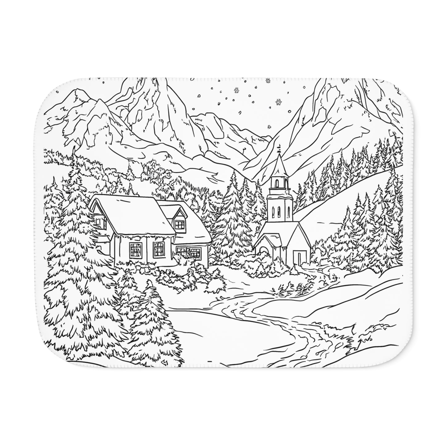 Blanket Coloring Kit with 10 Fabric Markers - Mountain Village