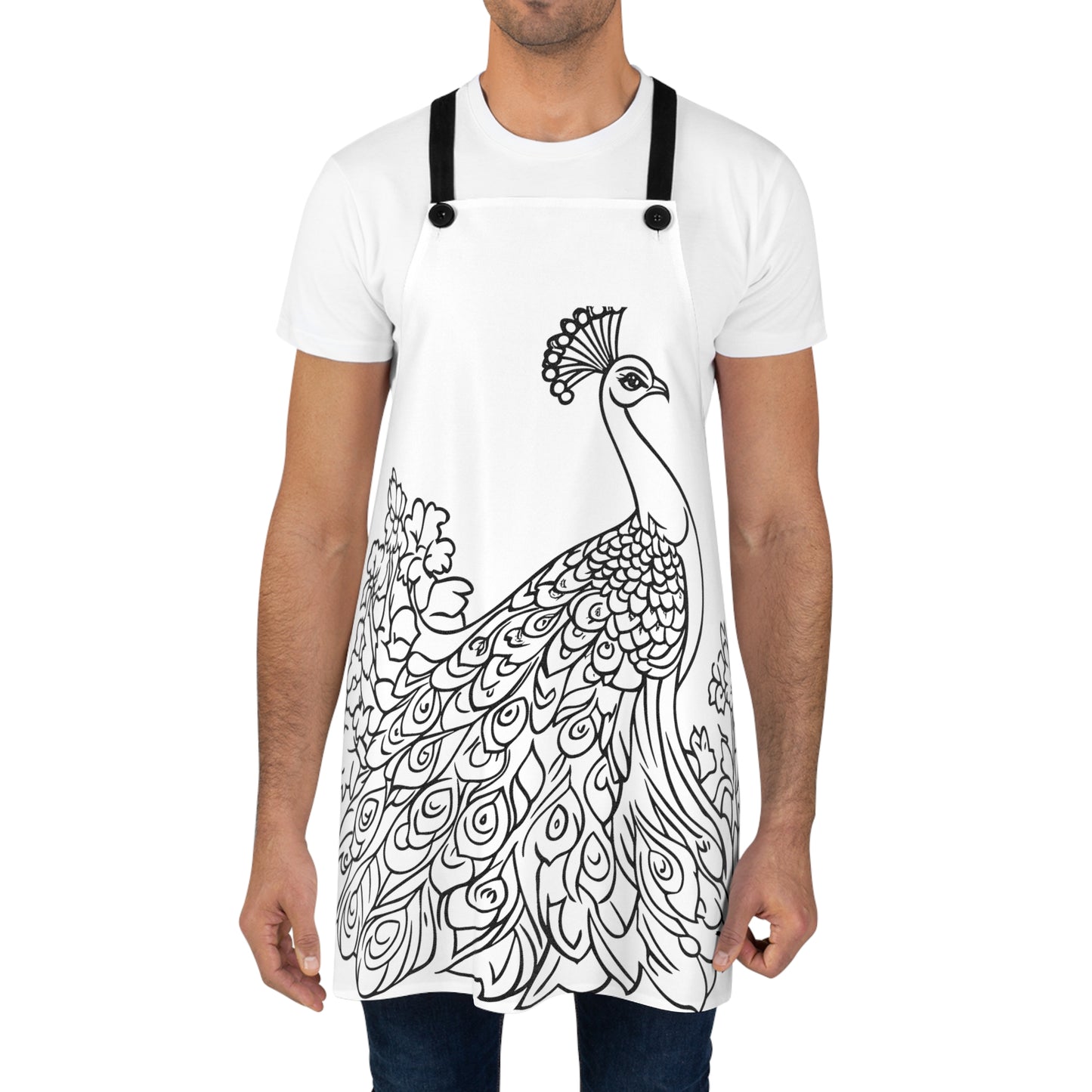 Apron Coloring Kit with 10 Fabric Markers - Peacock Drawing
