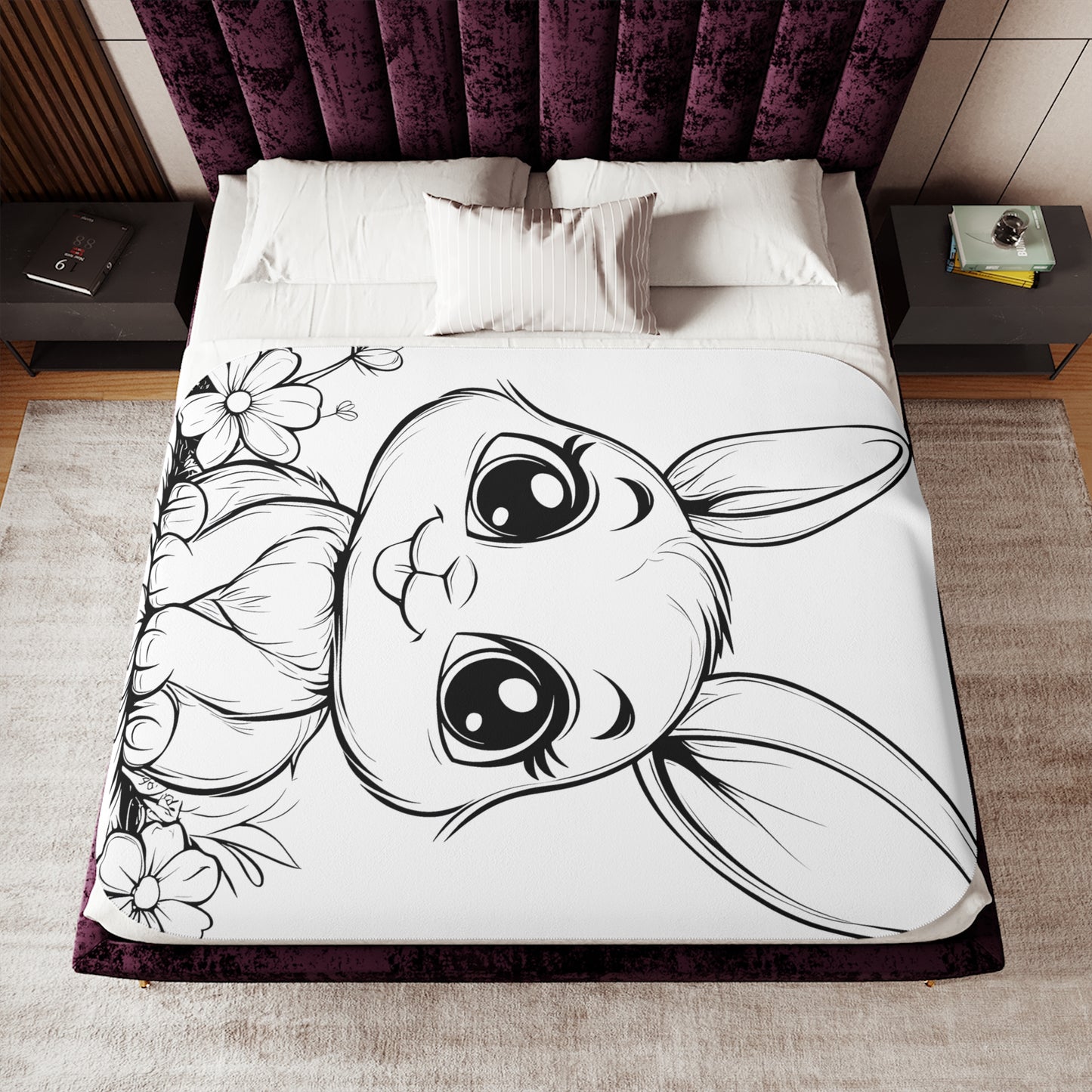 Blanket Coloring Kit with 10 Fabric Markers - Cute Bunny