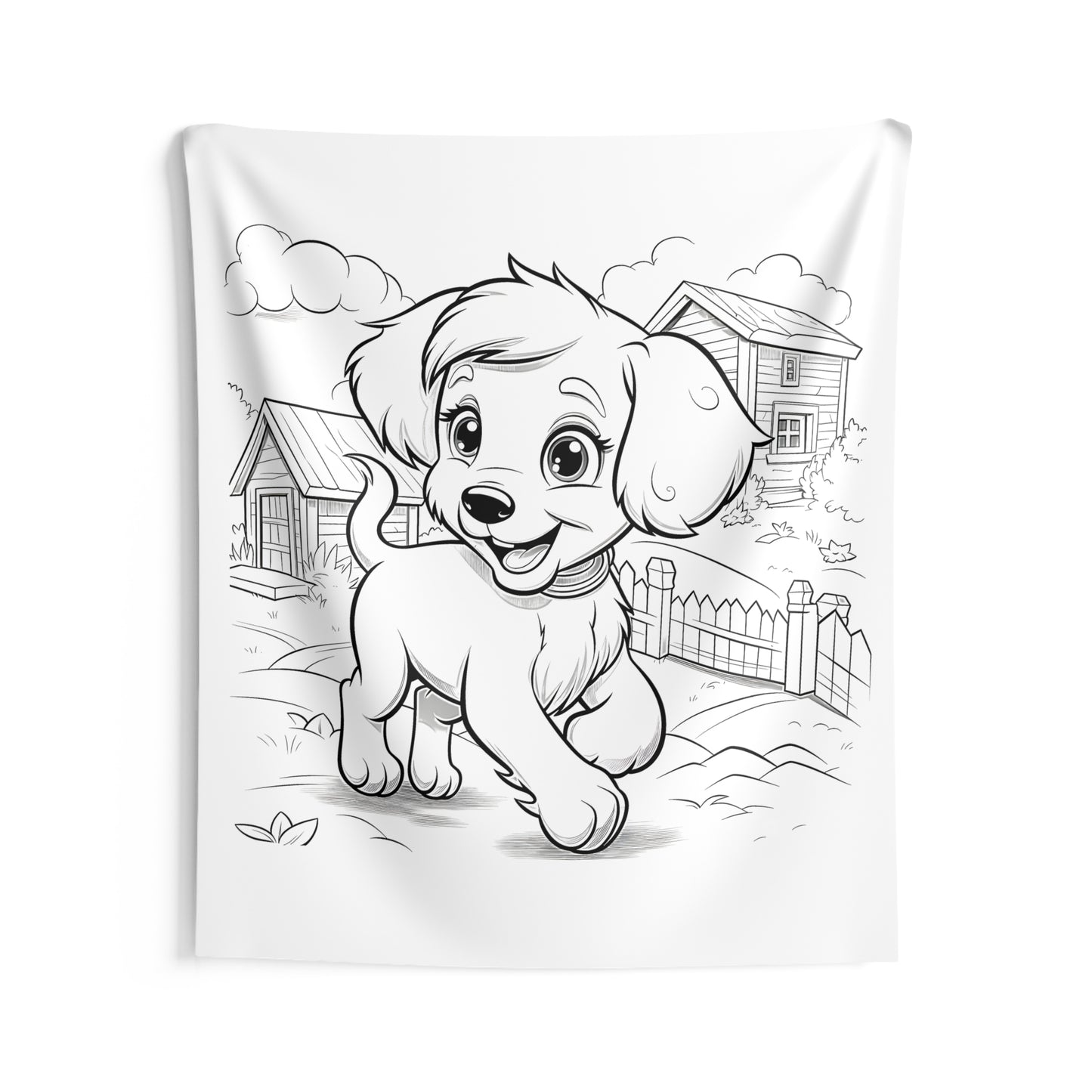 Indoor Wall Tapestries Coloring Kit with 10 Fabric Markers - Puppy