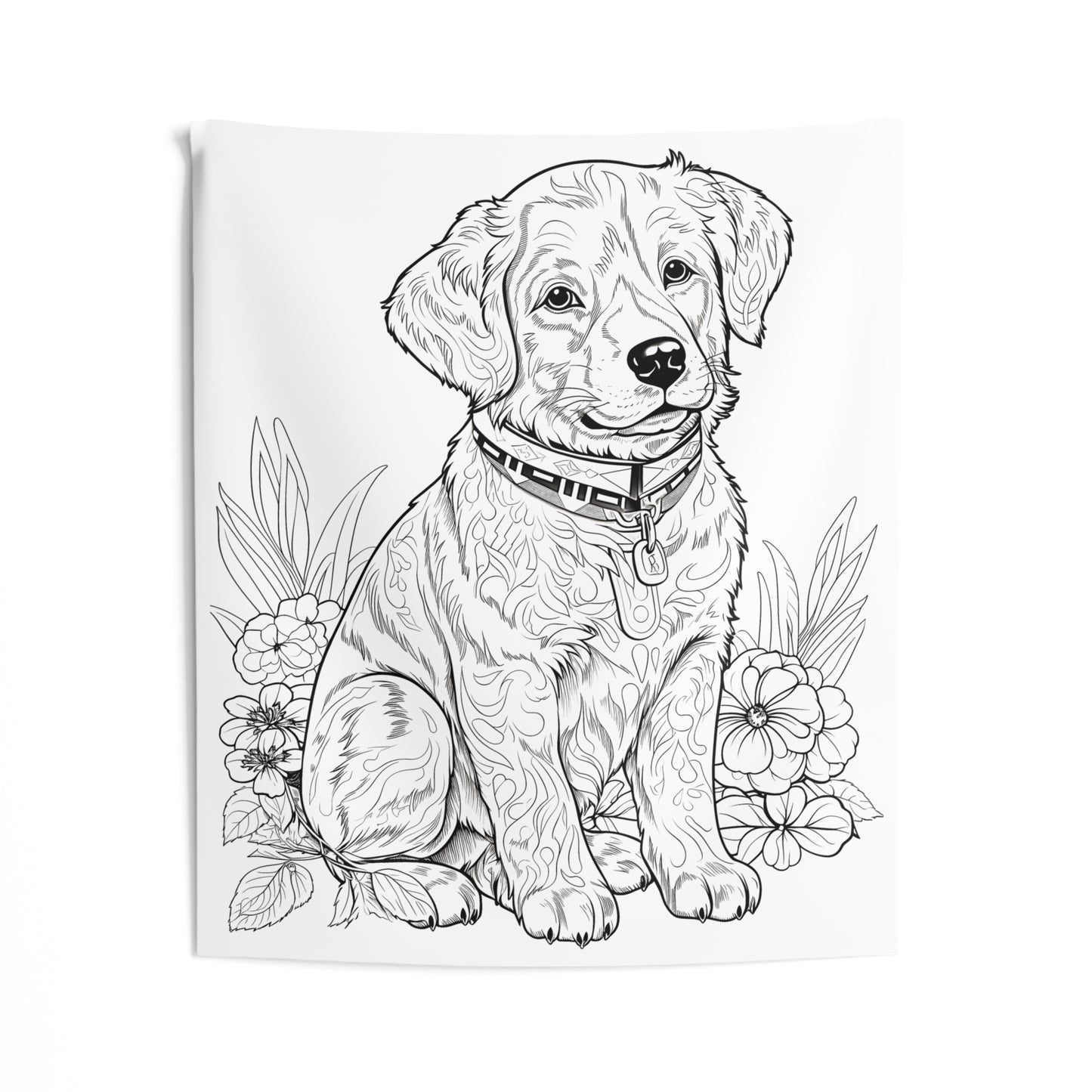 Indoor Wall Tapestries Coloring Kit with 10 Fabric Markers - Puppy