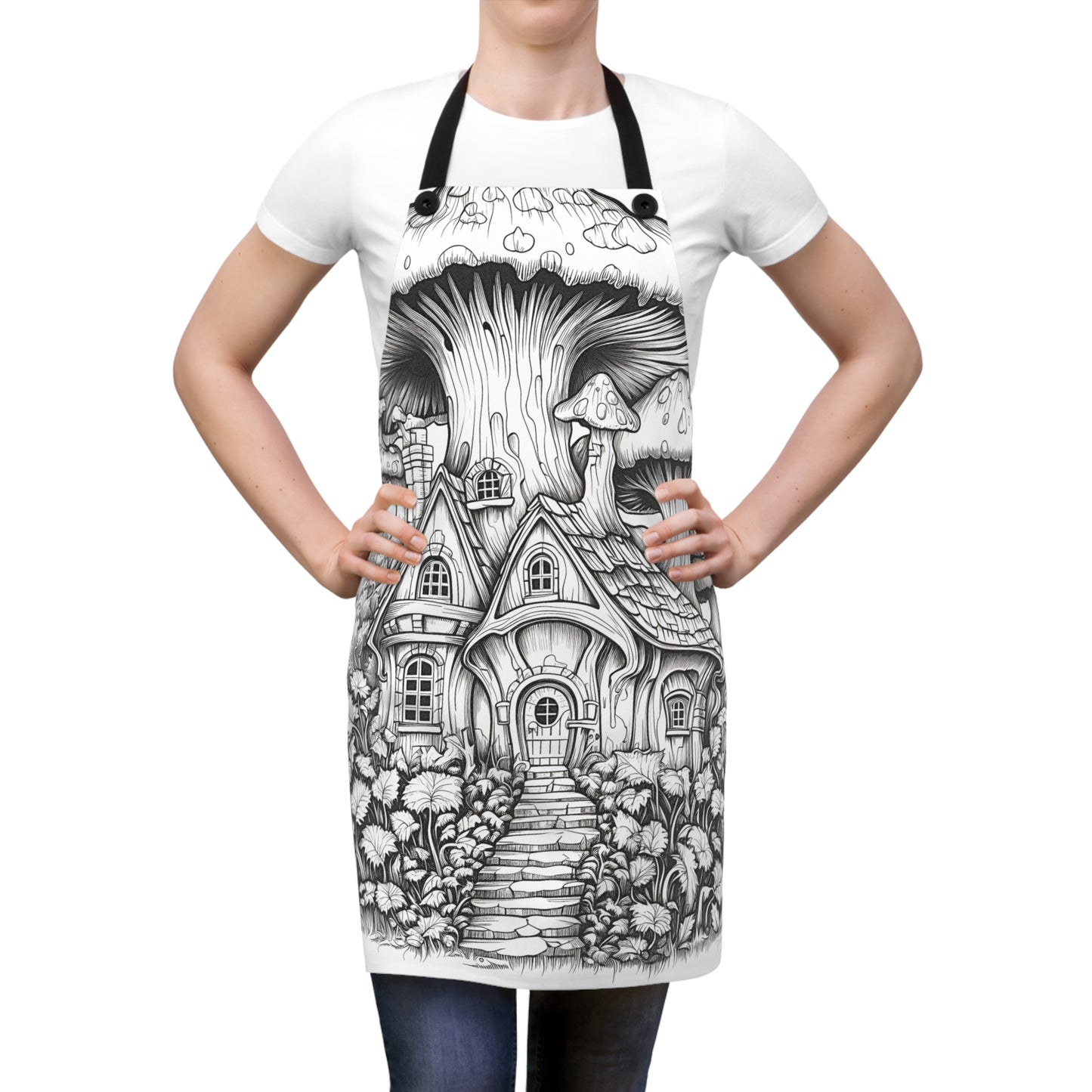 Apron Coloring Kit with 10 Fabric Markers - Mushroom House