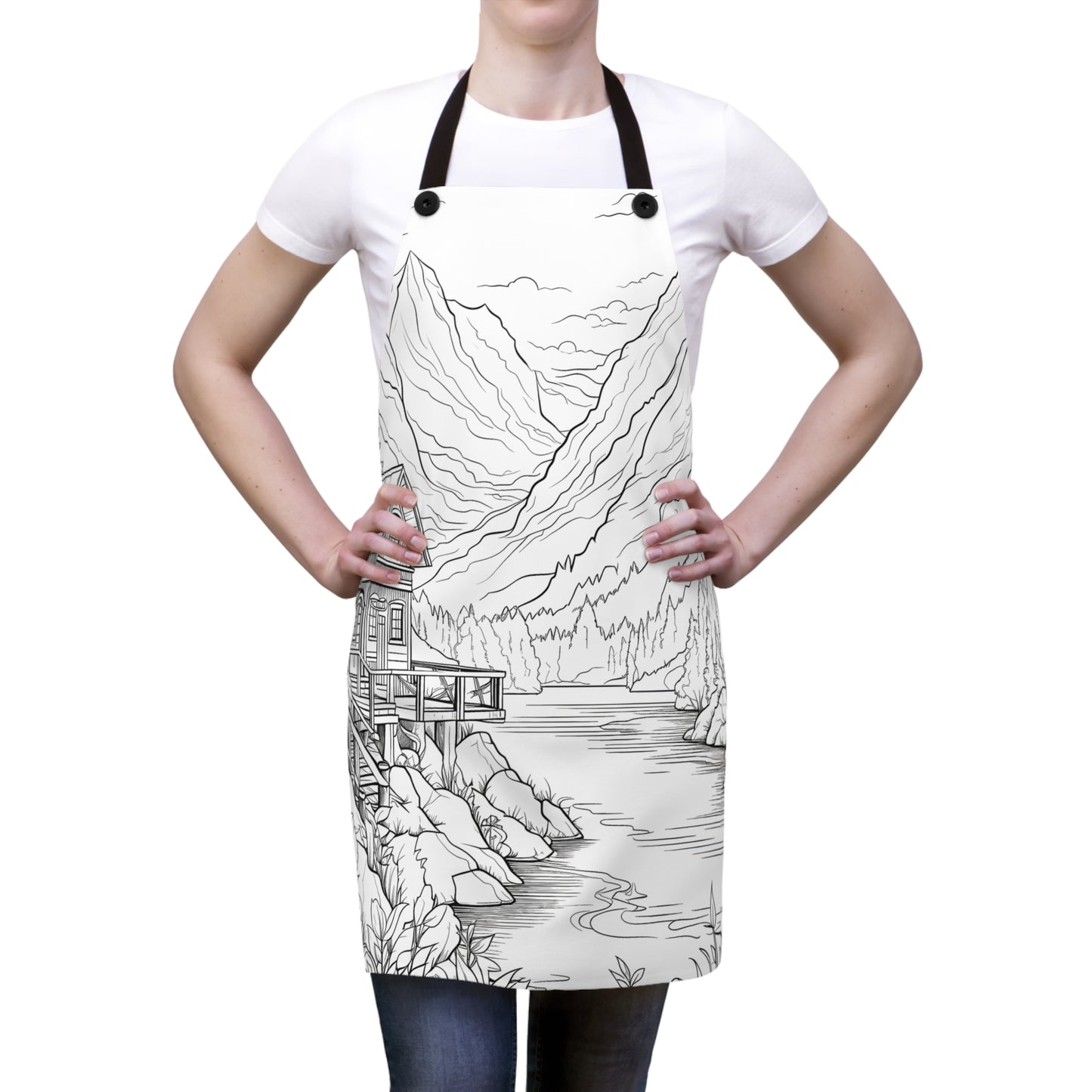 Apron Coloring Kit with 10 Fabric Markers - Mountain Cabin