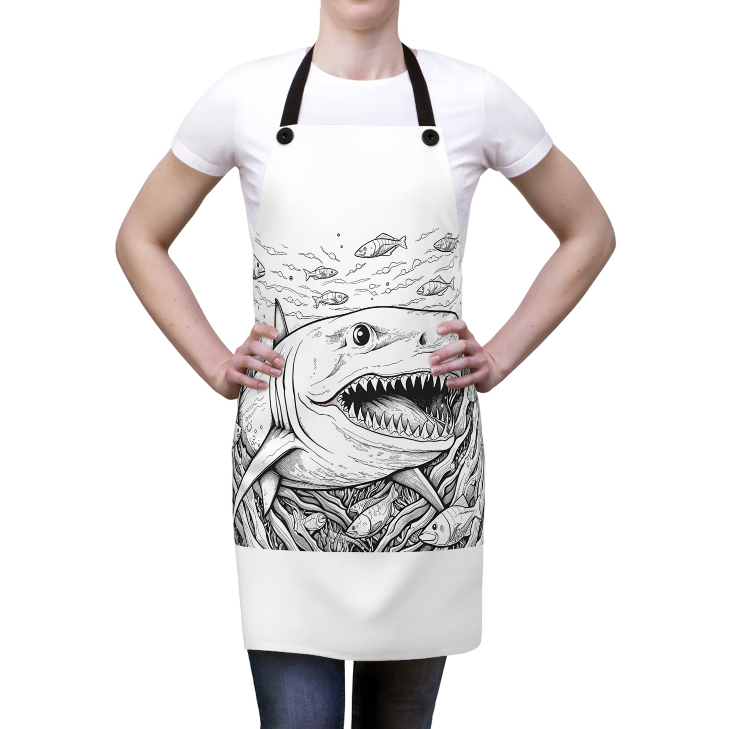 Apron Coloring Kit with 10 Fabric Markers - Sharks