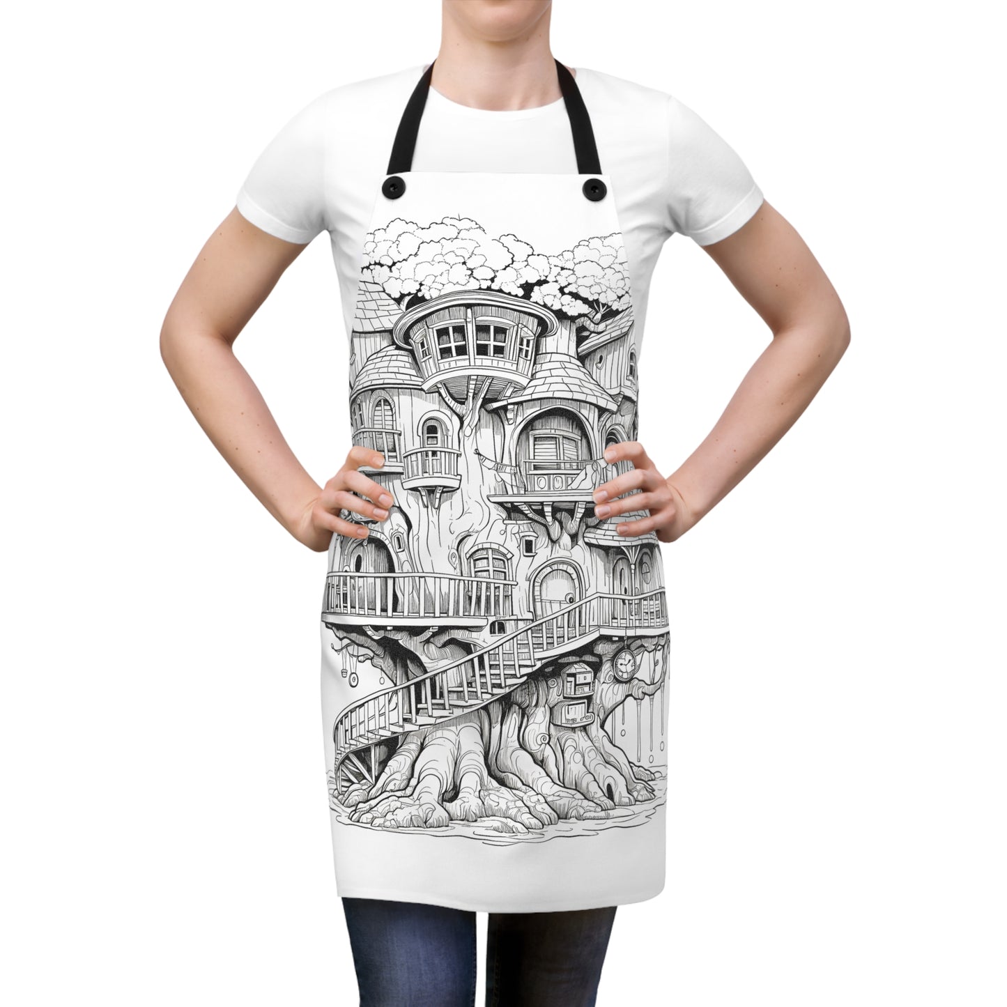 Apron Coloring Kit with 10 Fabric Markers - Fantasy Treehouse