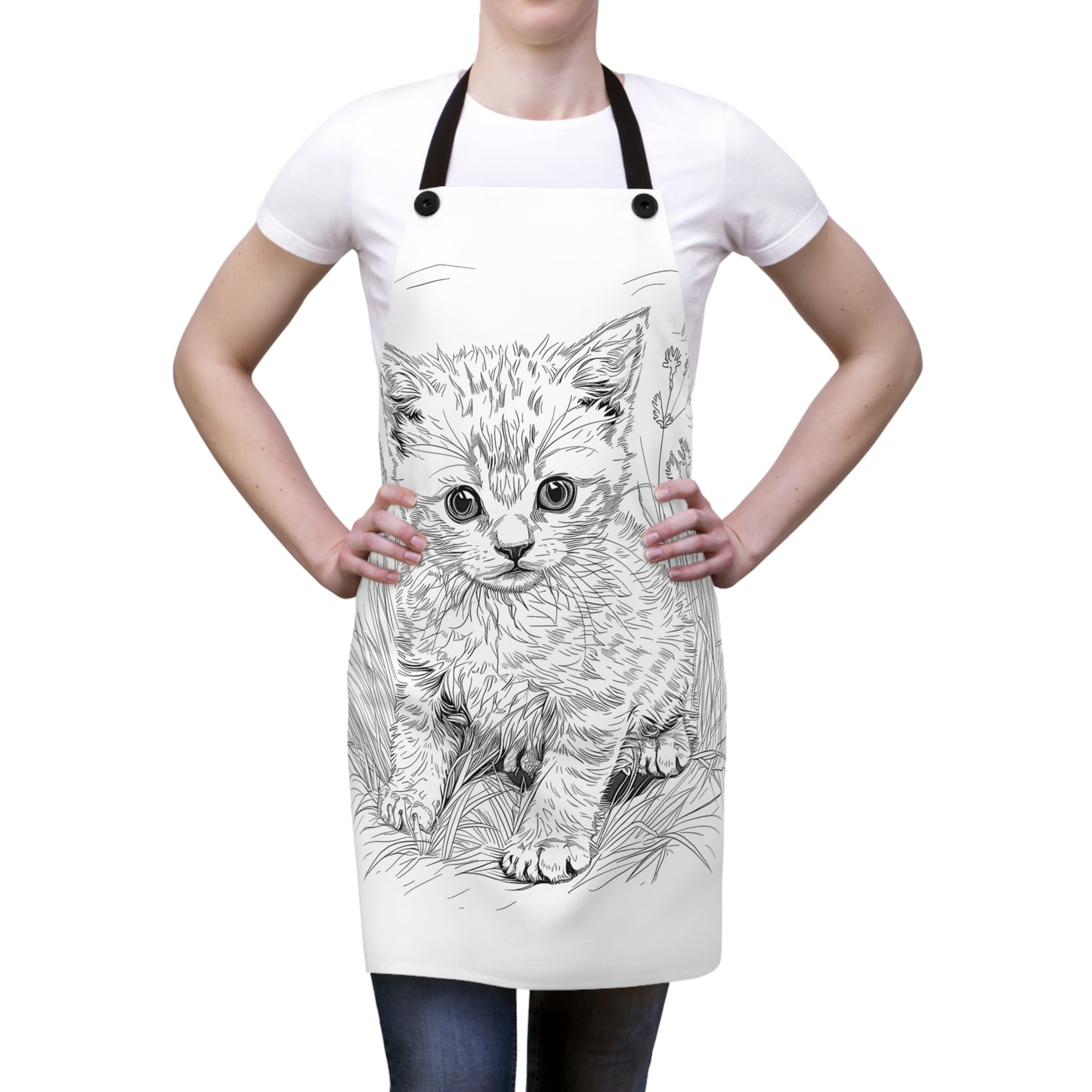 Apron Coloring Kit with 10 Fabric Markers - Kitten