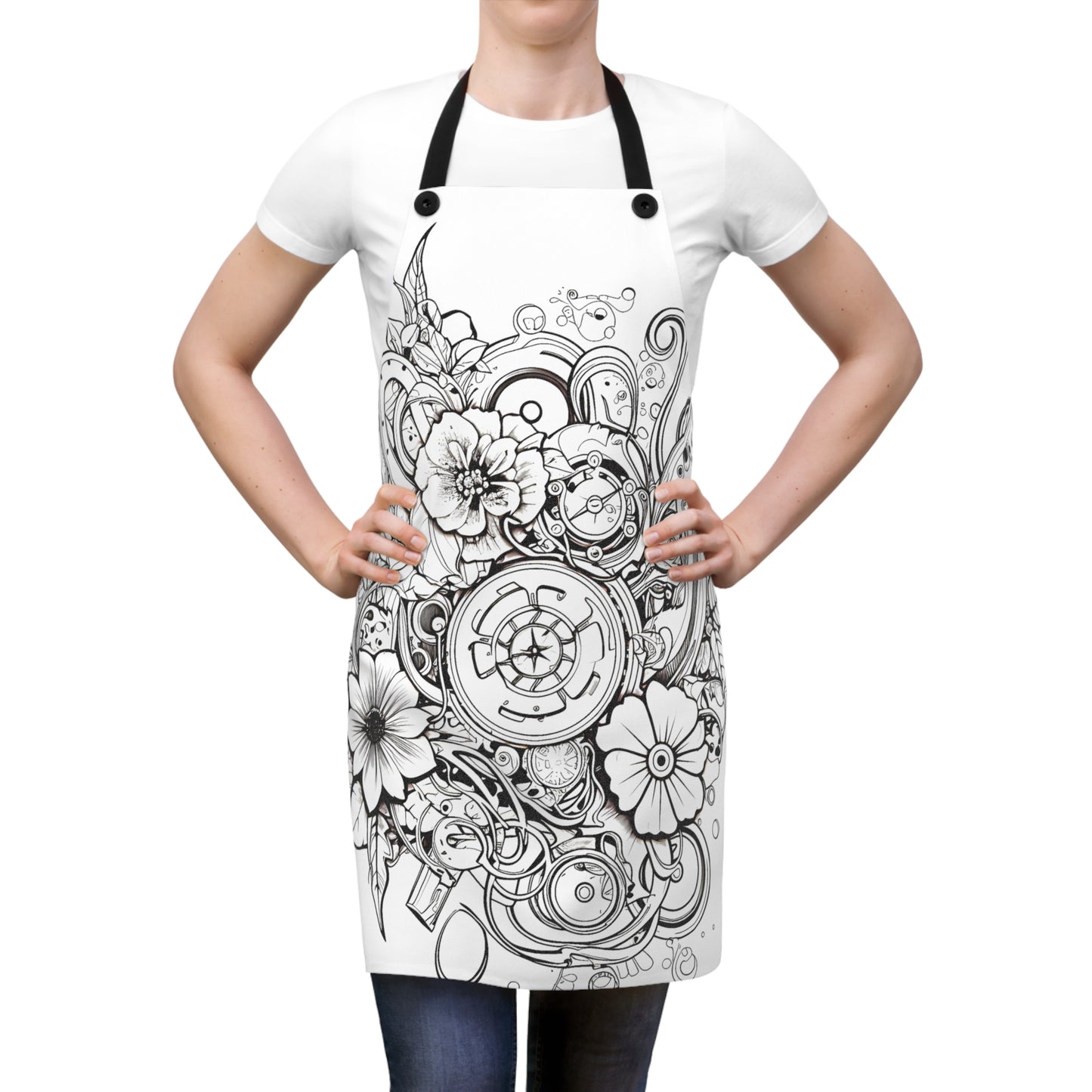Apron Coloring Kit with 10 Fabric Markers - Floral Design