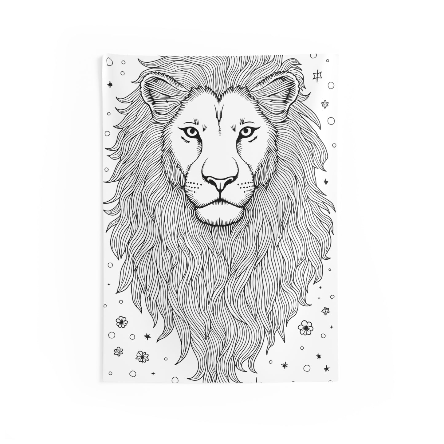 Indoor Wall Tapestries Coloring Kit with 10 Fabric Markers - Lion's Head