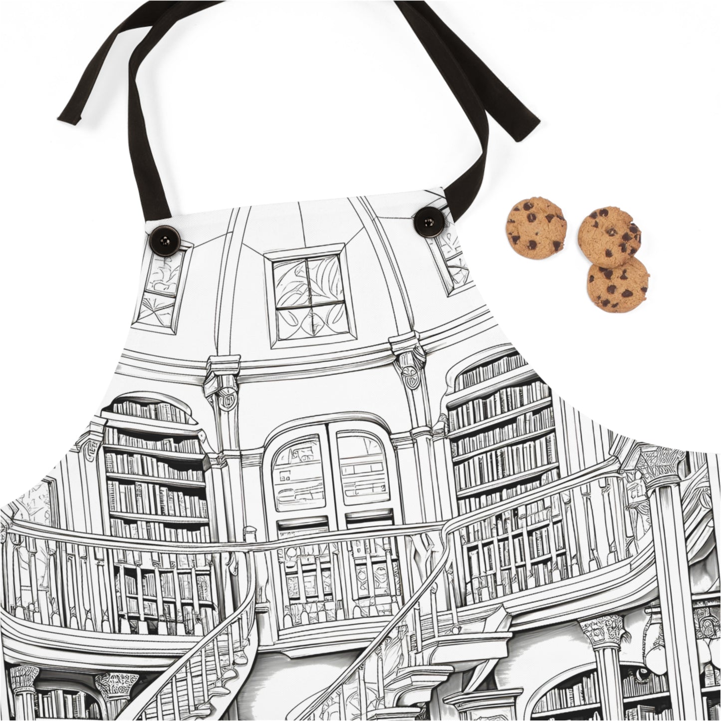 Apron Coloring Kit with 10 Fabric Markers - Library Interior