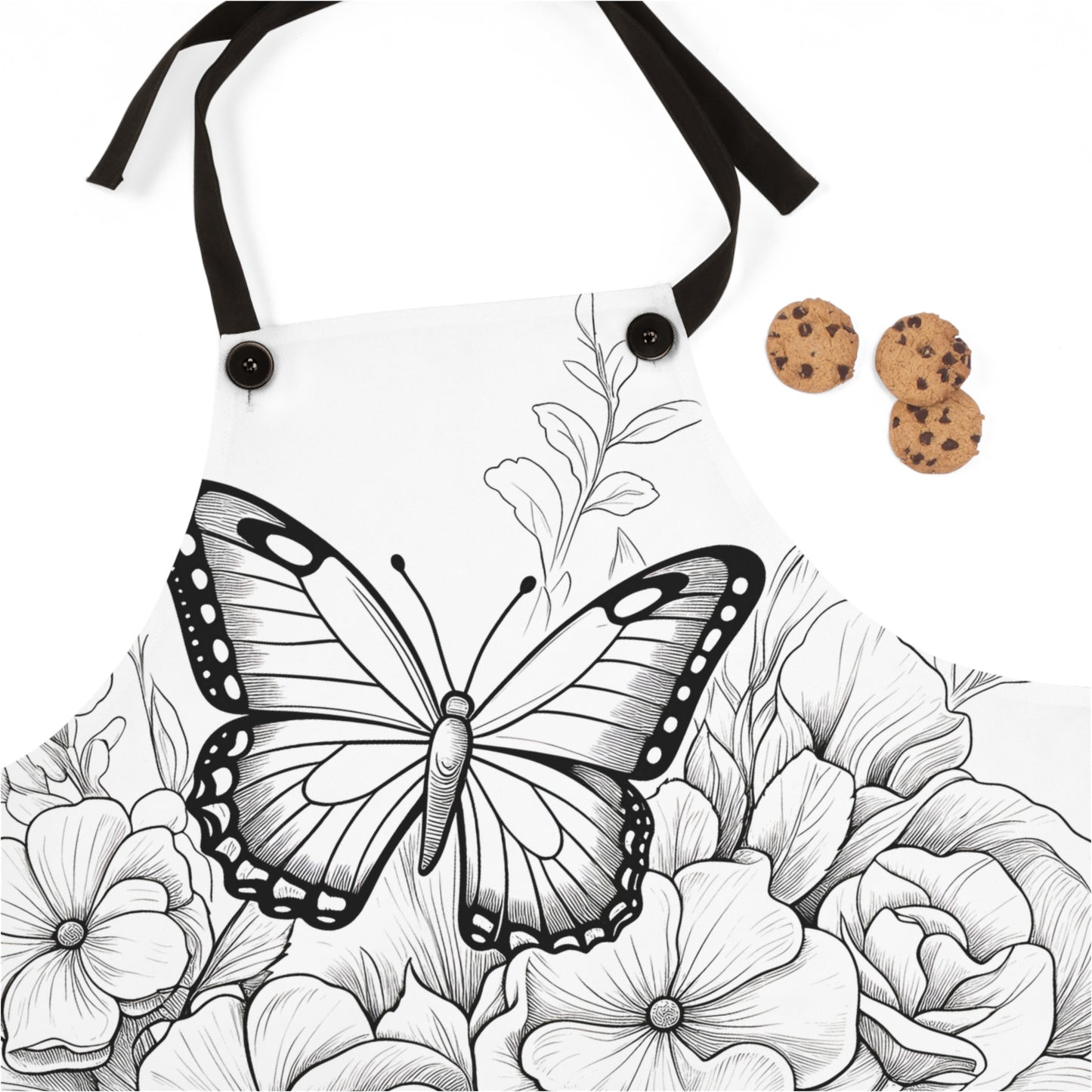 Apron Coloring Kit with 10 Fabric Markers - Floral Basket with Butterflies