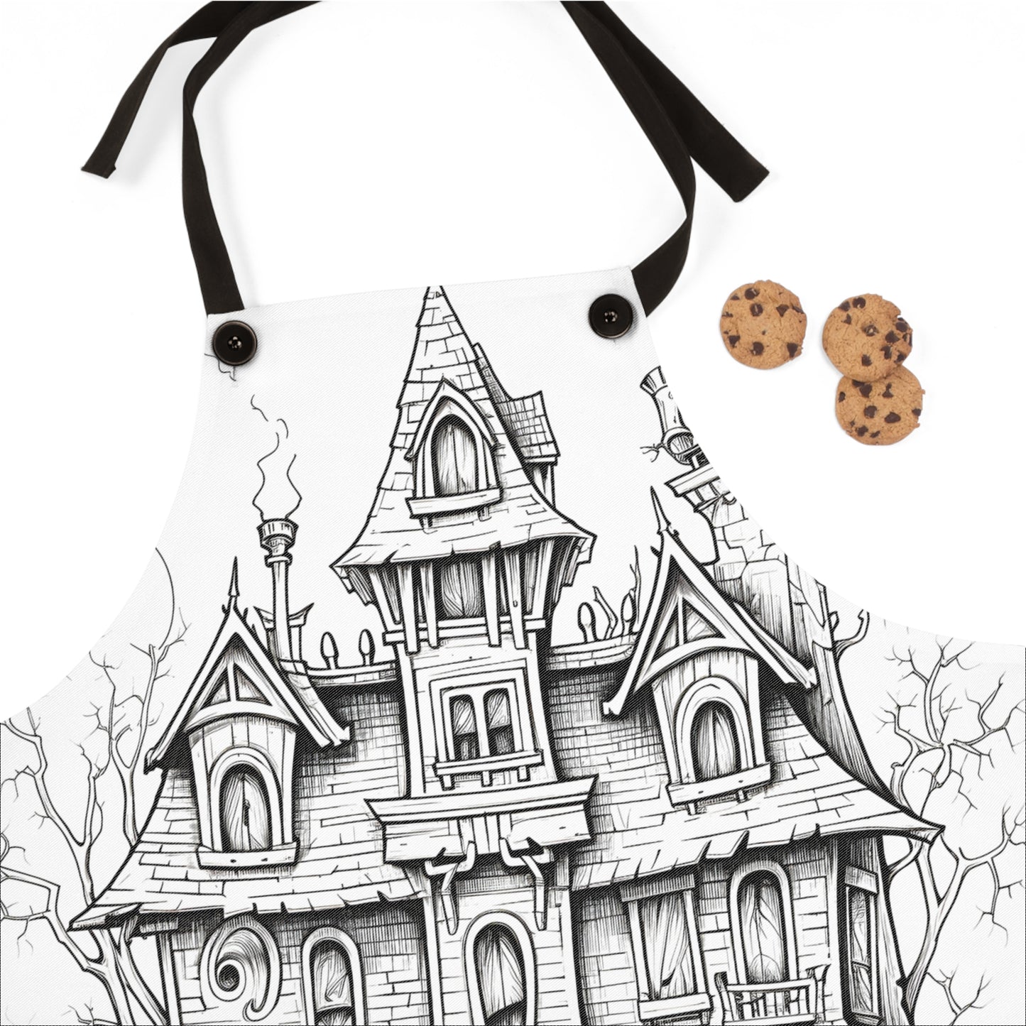 Apron Coloring Kit with 10 Fabric Markers - Spooky Mansion