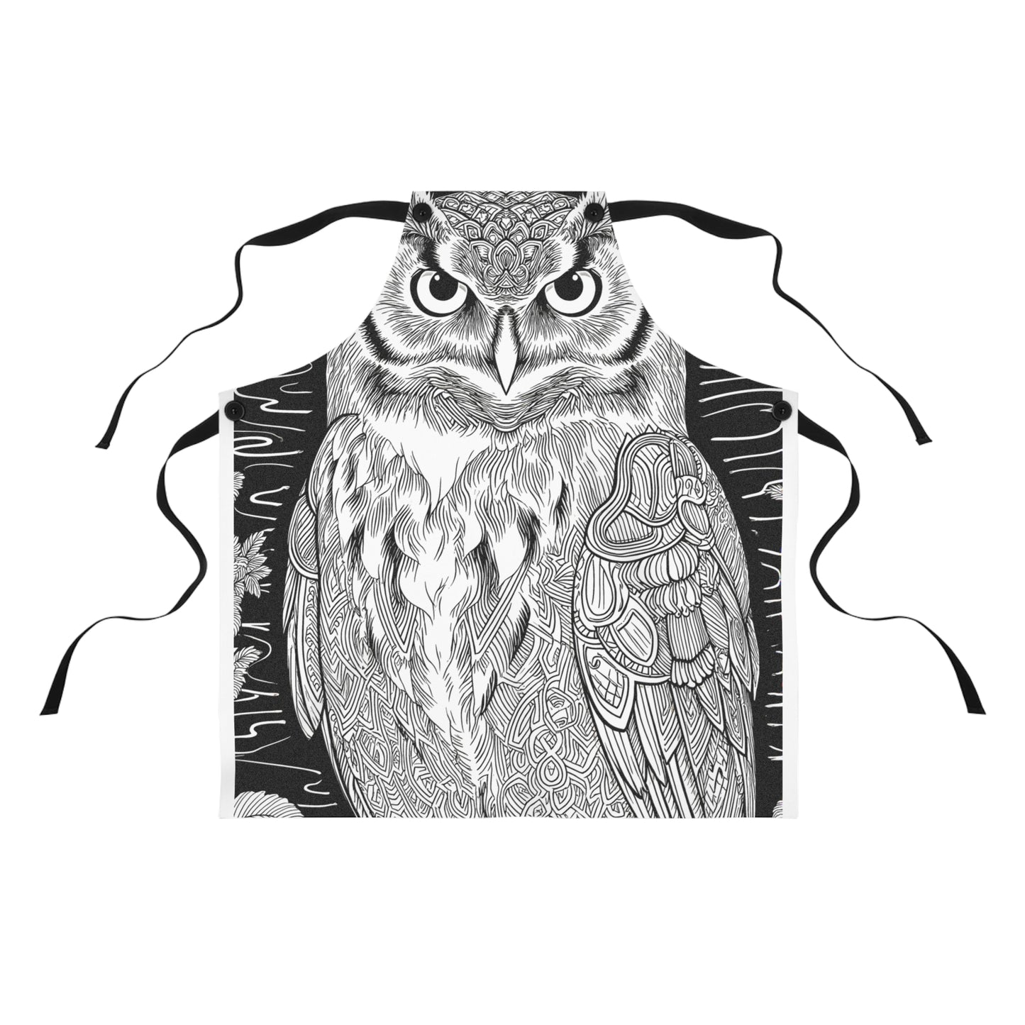 Apron Coloring Kit with 10 Fabric Markers - Intricate Owl Design