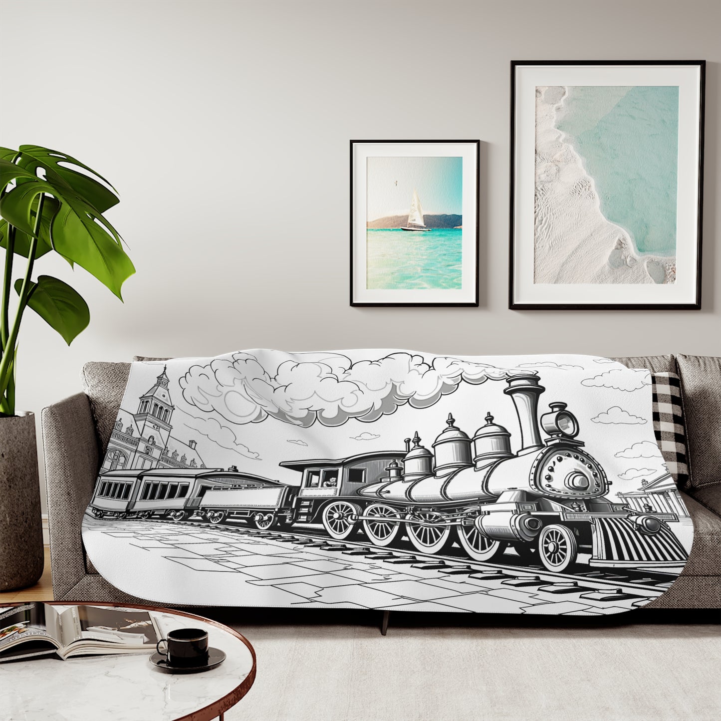 Blanket Coloring Kit with 10 Fabric Markers - Train