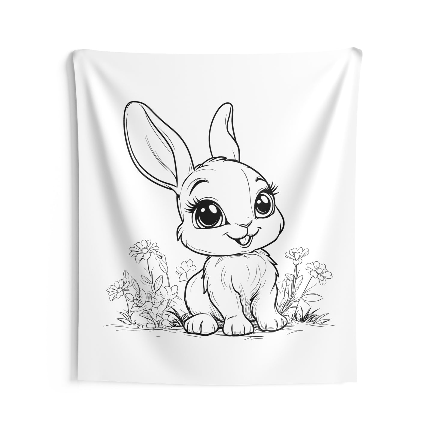 Indoor Wall Tapestries Coloring Kit with 10 Fabric Markers - Cute Bunny