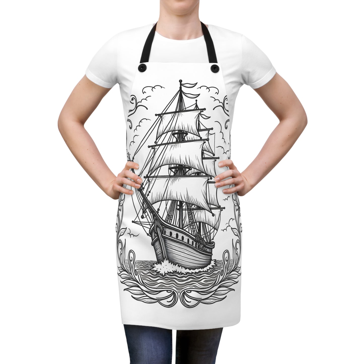 Apron Coloring Kit with 10 Fabric Markers - Sailing Ship