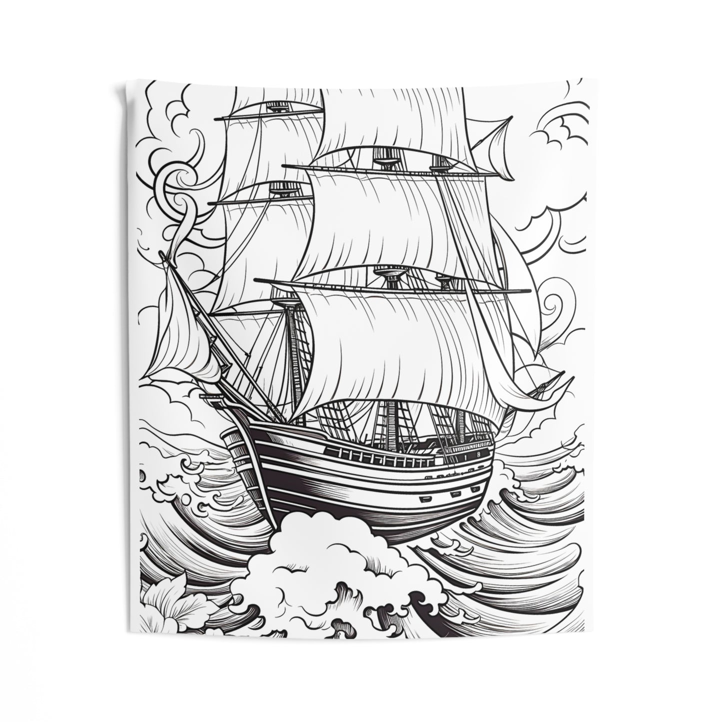 Indoor Wall Tapestries Coloring Kit with 10 Fabric Markers - Sailing Ship