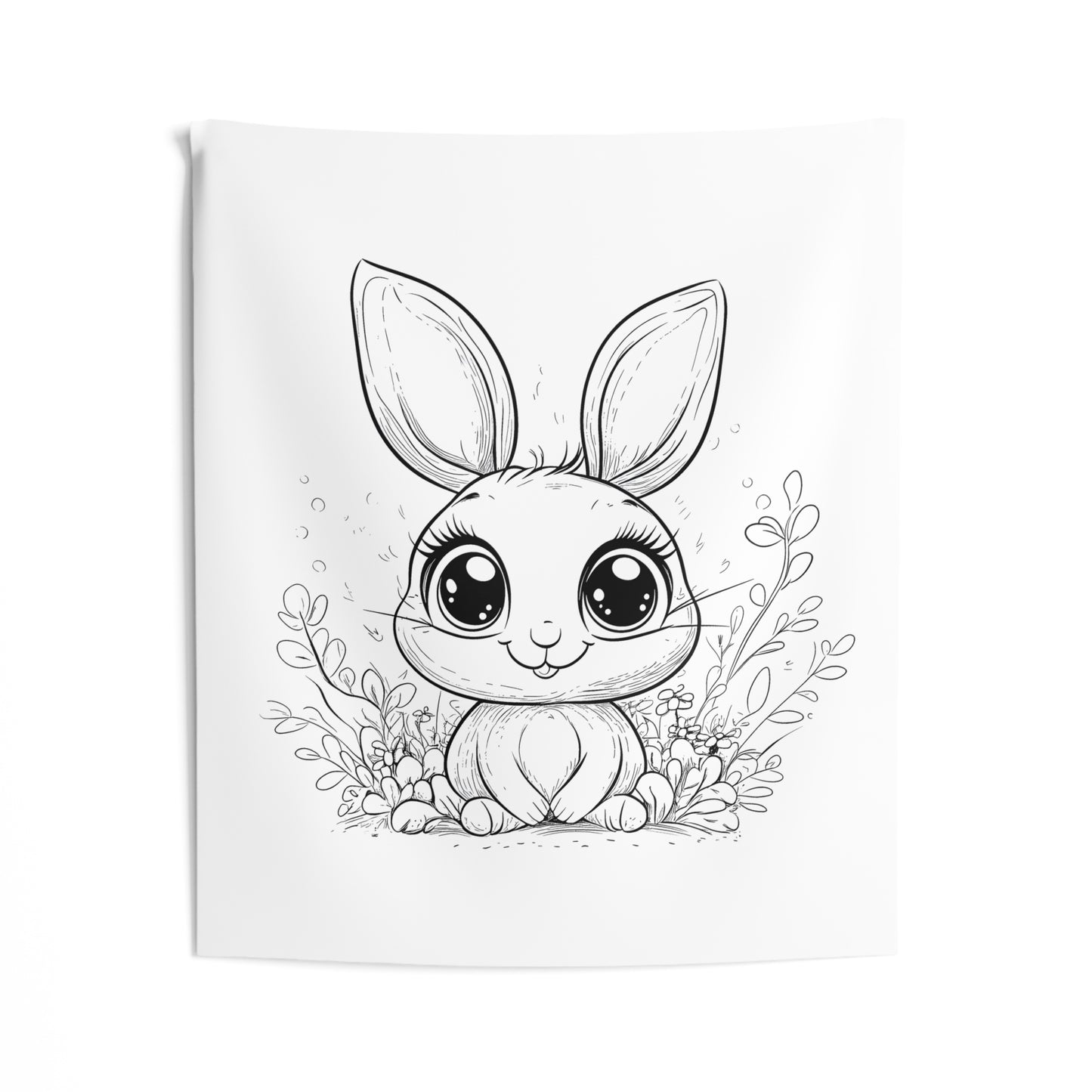 Indoor Wall Tapestries Coloring Kit with 10 Fabric Markers - Cute Bunny