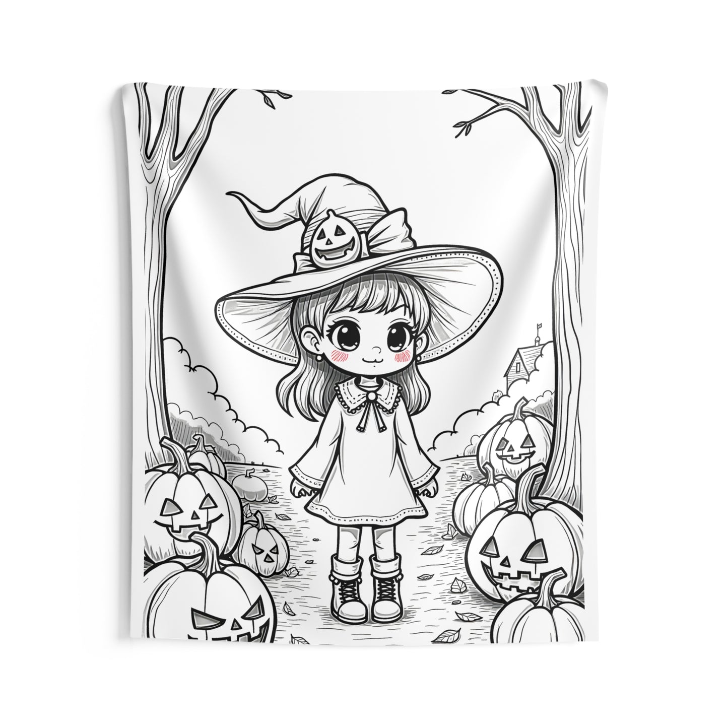 Indoor Wall Tapestries Coloring Kit with 10 Fabric Markers - Halloween Girl