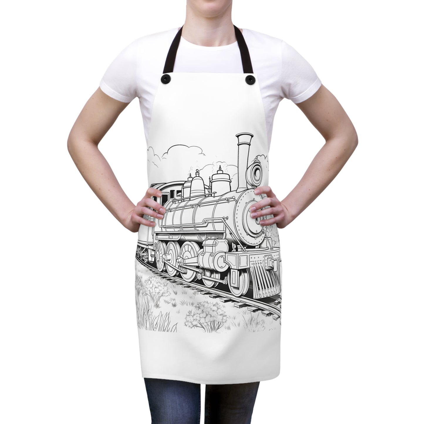 Apron Coloring Kit with 10 Fabric Markers - Steam Locomotive