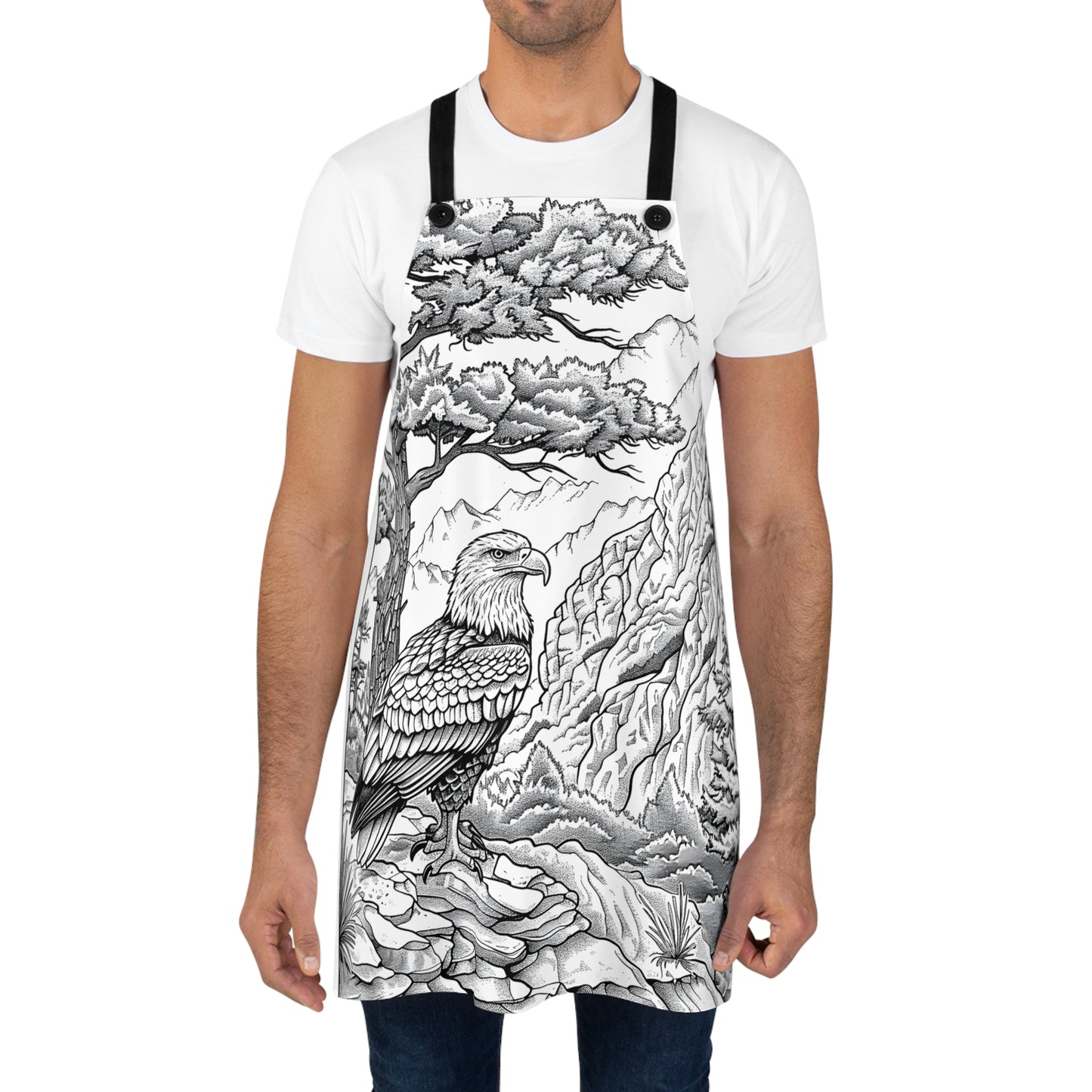 Apron Coloring Kit with 10 Fabric Markers - Eagle and Mountain Scenery