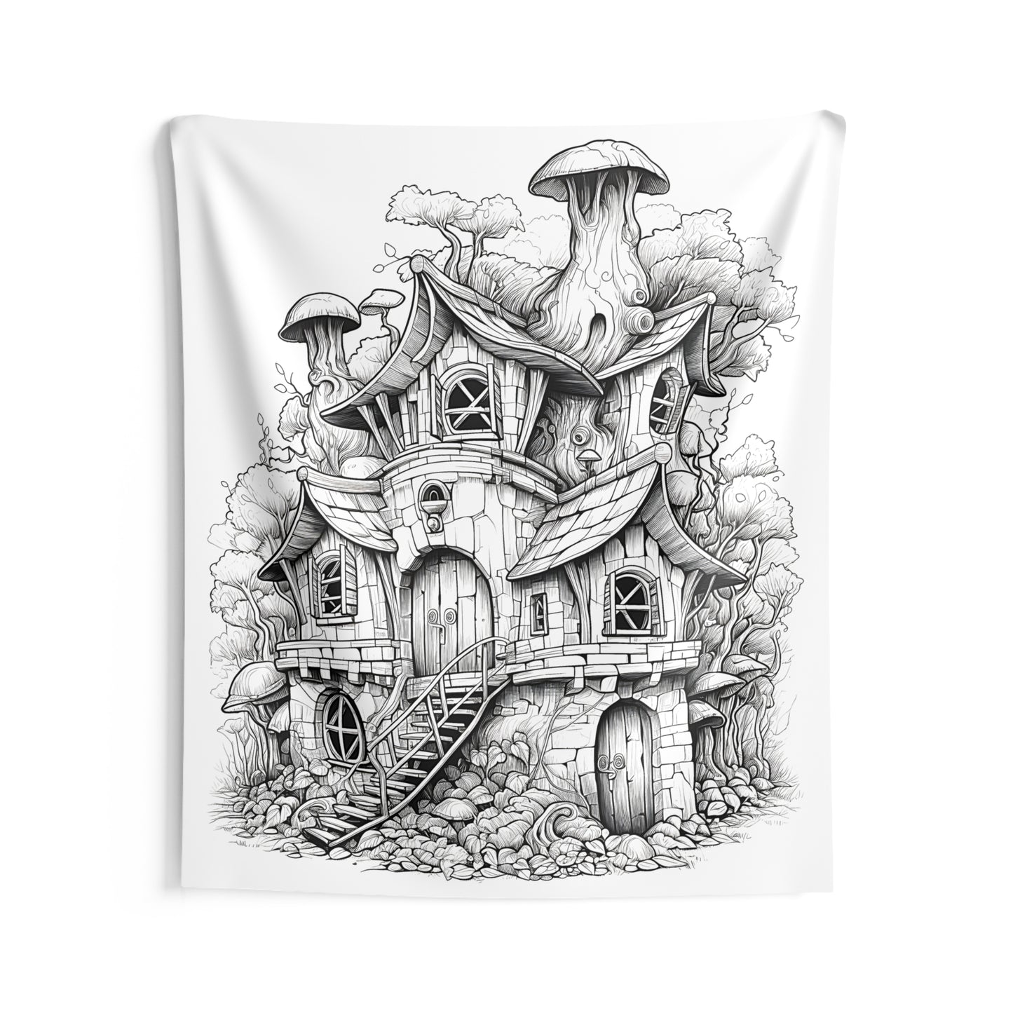 Indoor Wall Tapestries Coloring Kit with 10 Fabric Markers - Fantasy House