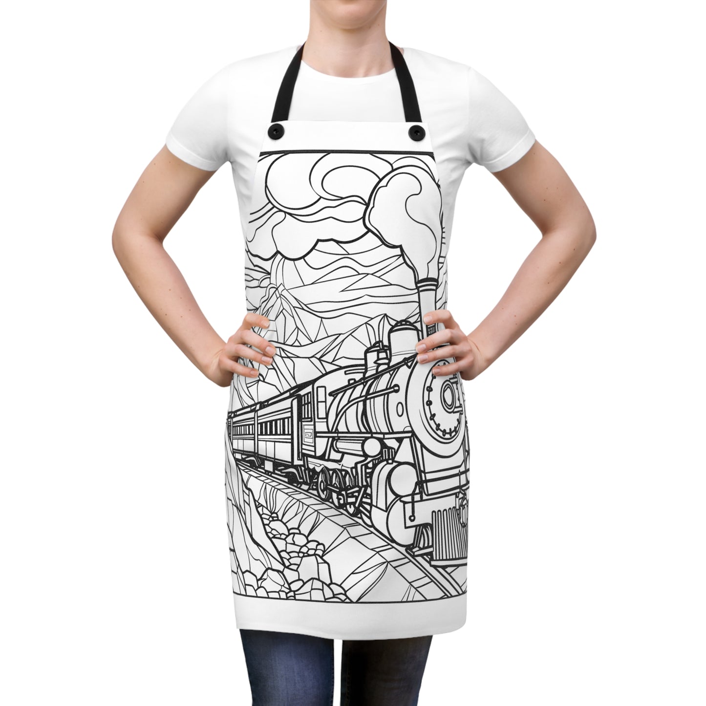 Apron Coloring Kit with 10 Fabric Markers - Steam Train