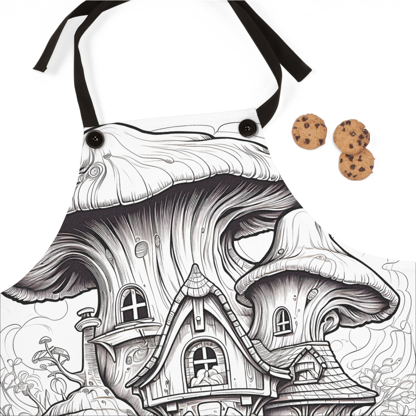 Apron Coloring Kit with 10 Fabric Markers - Mushroom House