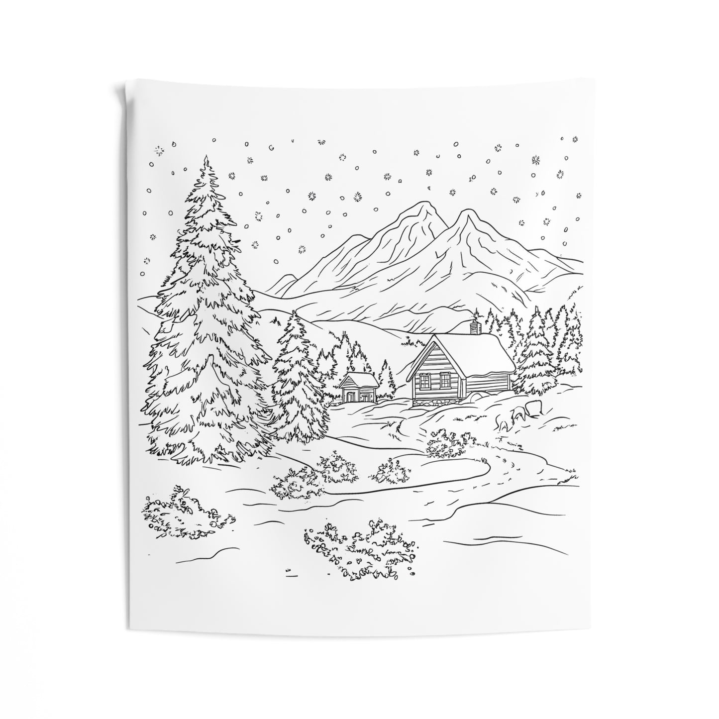 Indoor Wall Tapestries Coloring Kit with 10 Fabric Markers - Winter Landscape