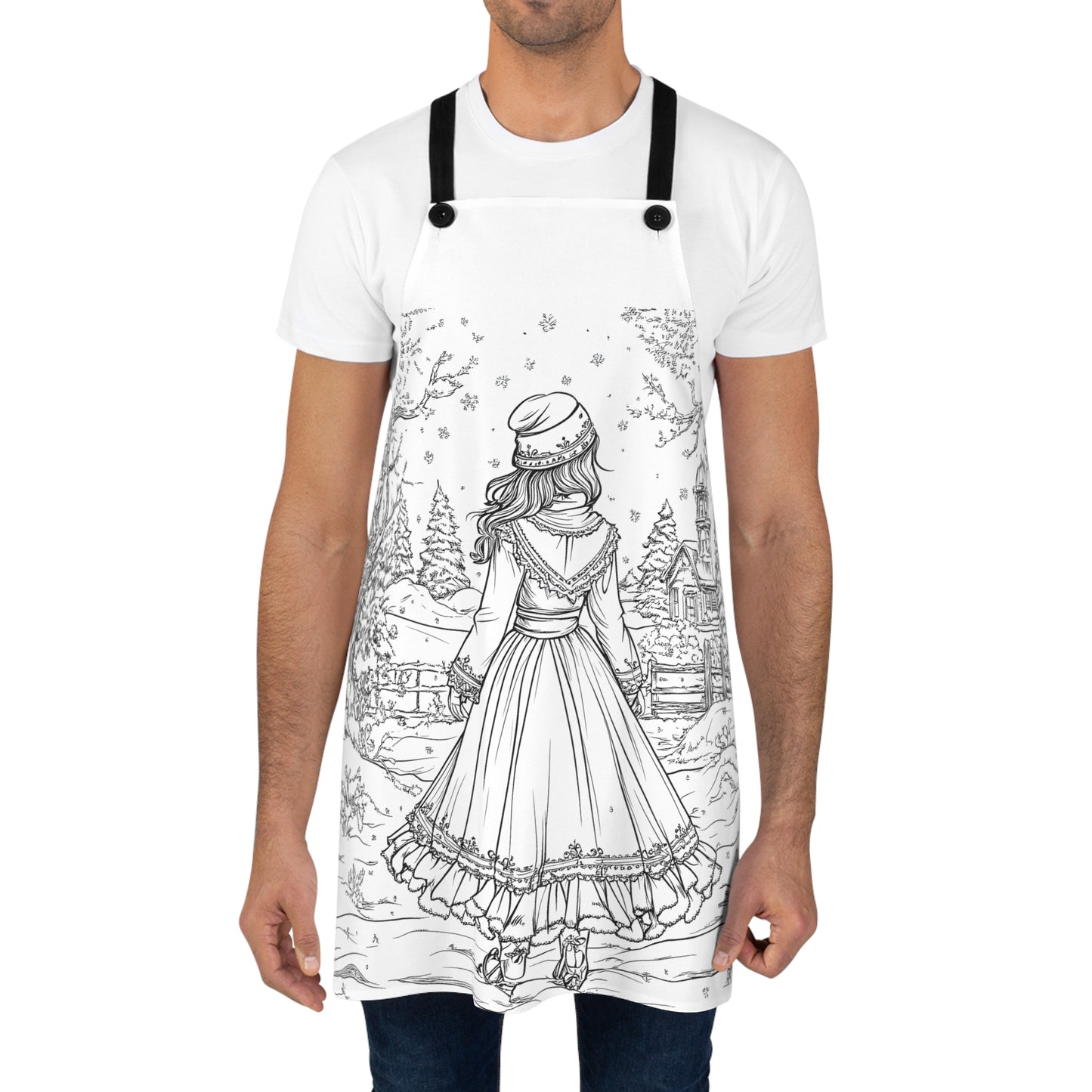 Apron Coloring Kit with 10 Fabric Markers - Winter Scene