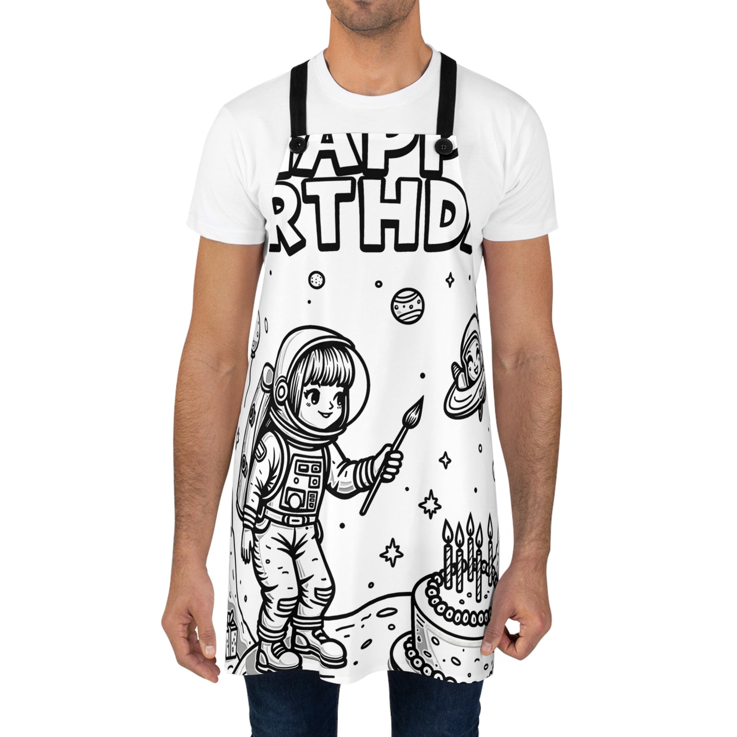 Apron Coloring Kit with 10 Fabric Markers - Astronaut Birthday Celebration