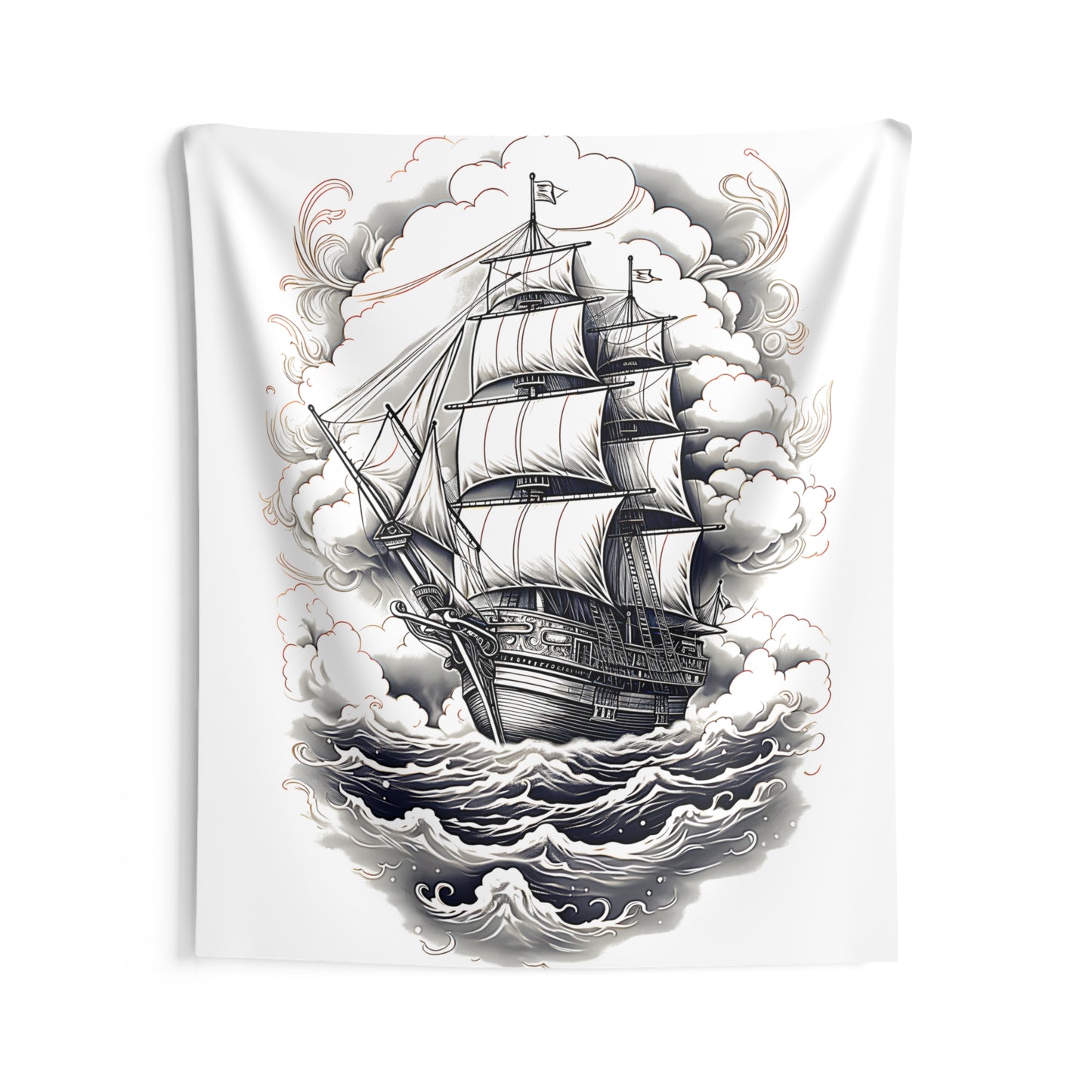 Indoor Wall Tapestries Coloring Kit with 10 Fabric Markers - Sailing Ship