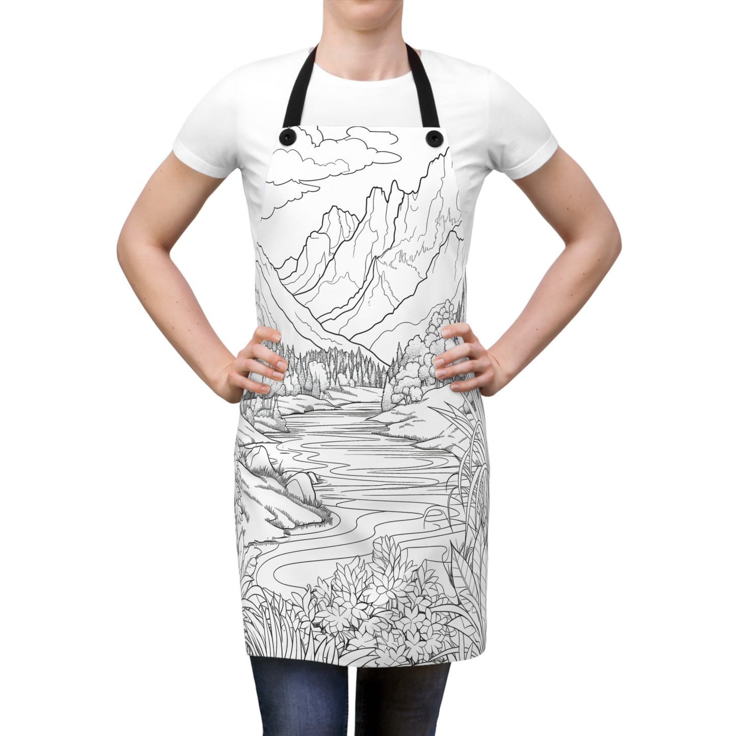 Apron Coloring Kit with 10 Fabric Markers - Mountains and River