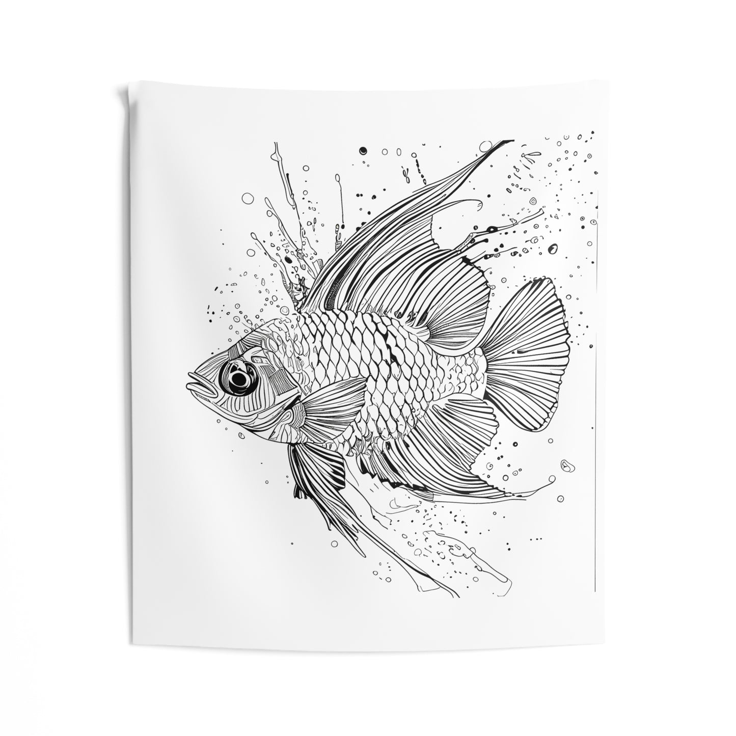 Indoor Wall Tapestries Coloring Kit with 10 Fabric Markers - Detailed Fish