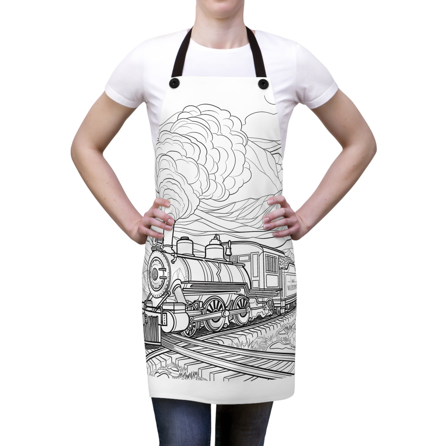 Apron Coloring Kit with 10 Fabric Markers - Steam Locomotive