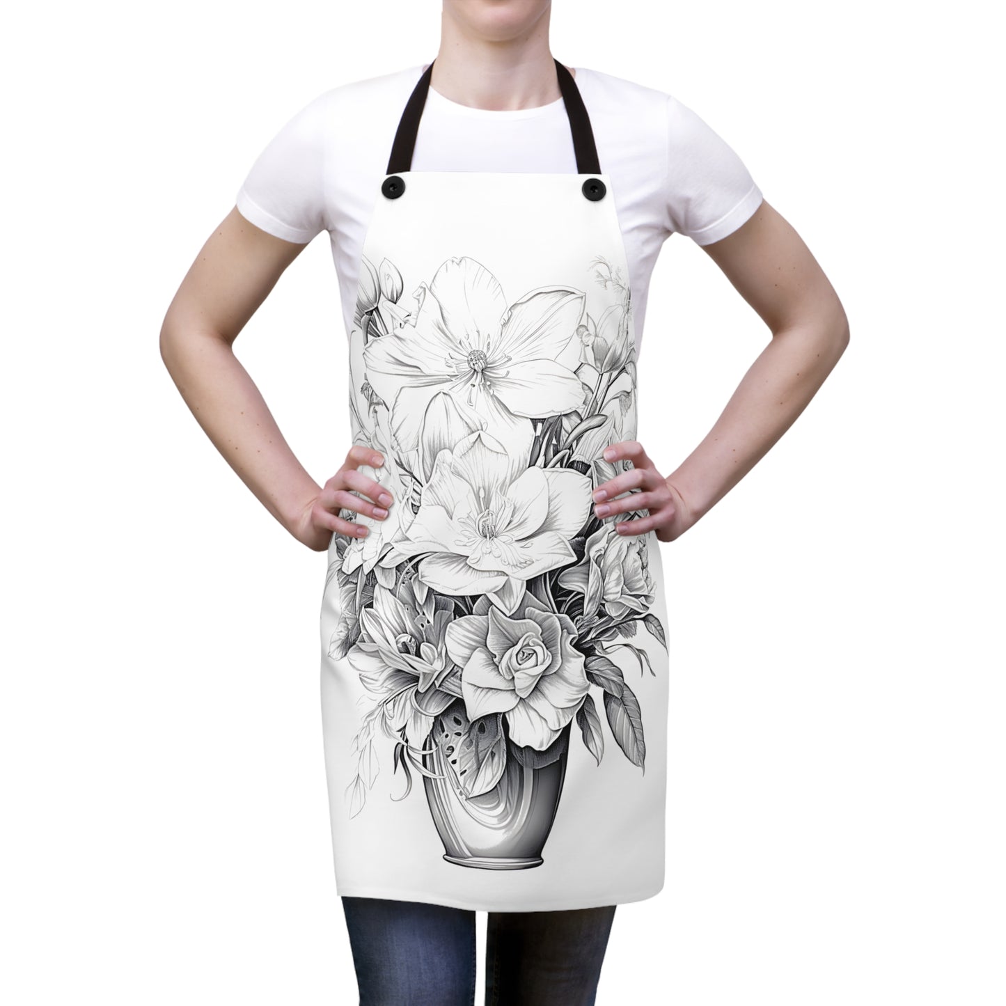 Apron Coloring Kit with 10 Fabric Markers - Bouquet in Vase