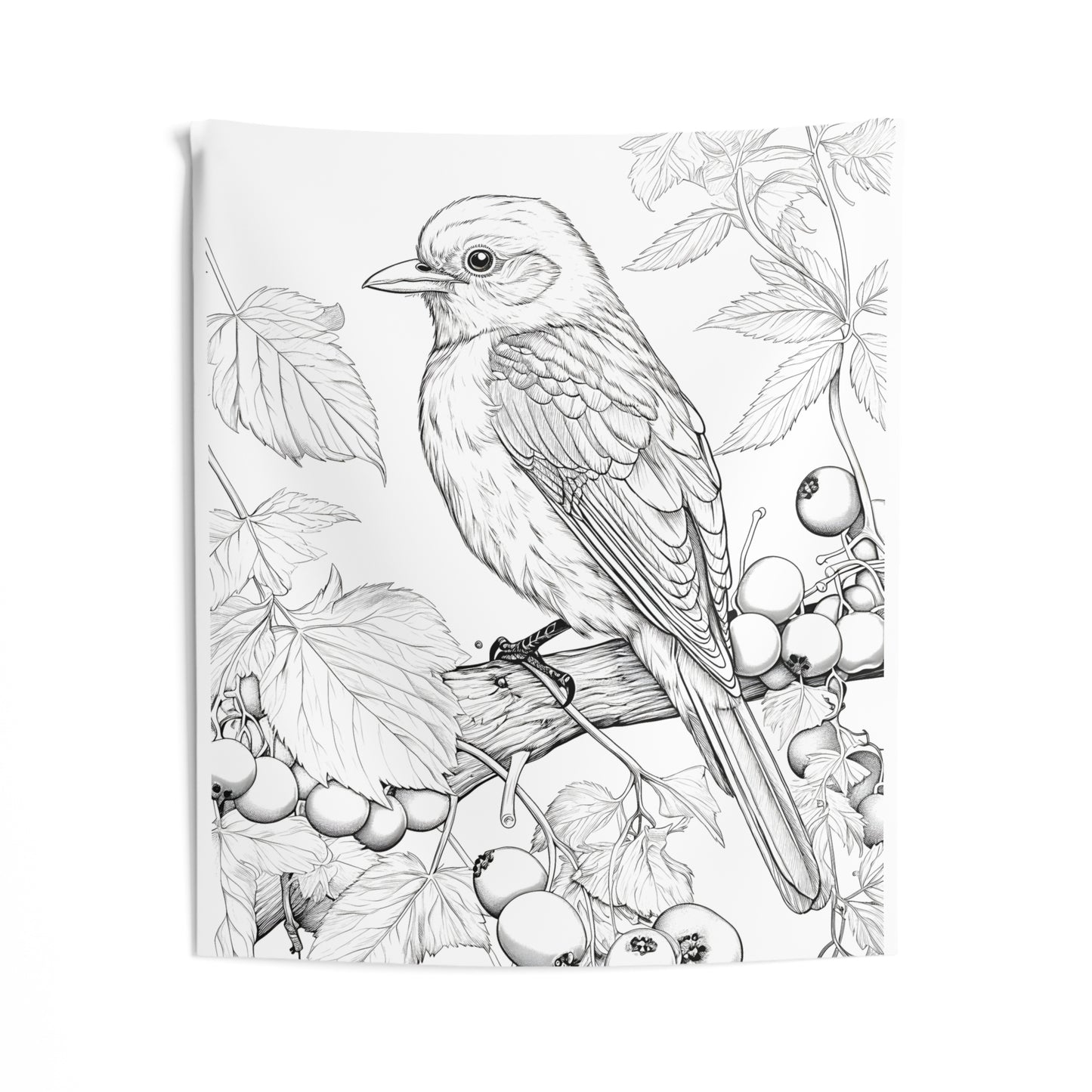 Indoor Wall Tapestries Coloring Kit with 10 Fabric Markers - Perching Bird