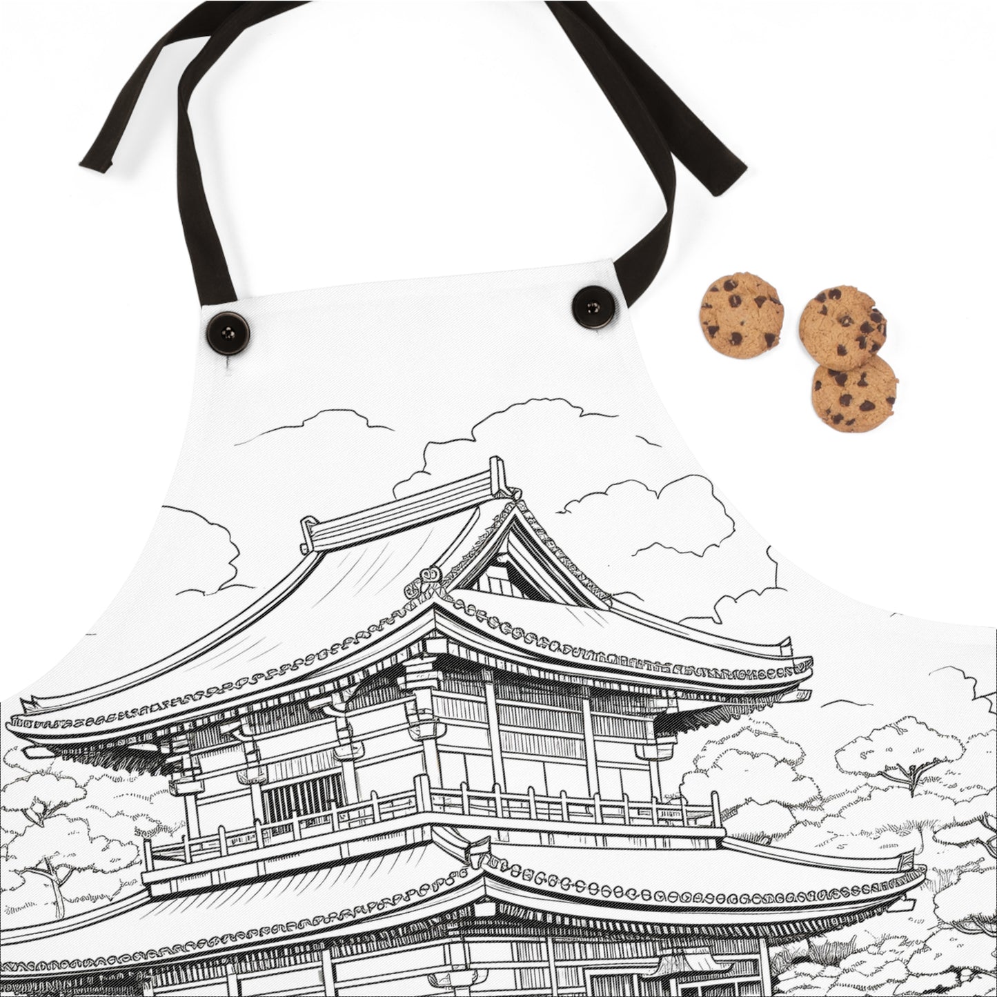 Apron Coloring Kit with 10 Fabric Markers - Japanese Pagoda