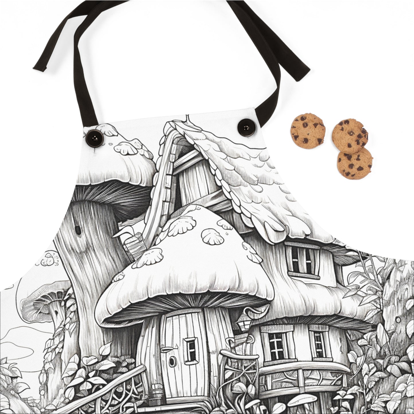 Apron Coloring Kit with 10 Fabric Markers - Mushroom House