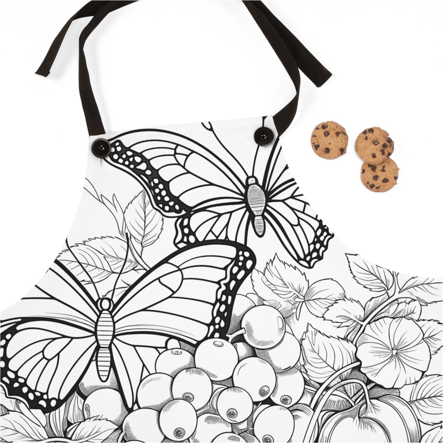 Apron Coloring Kit with 10 Fabric Markers - Fruit Basket and Butterflies